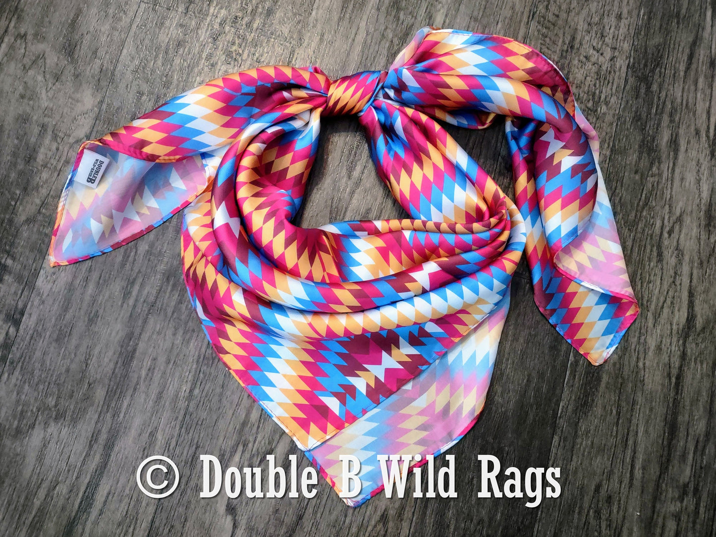Wild Rag Fuchsia Orange Blue Aztec Cowboy Western Neck Scarf Bandanna by Double B Wild Rags