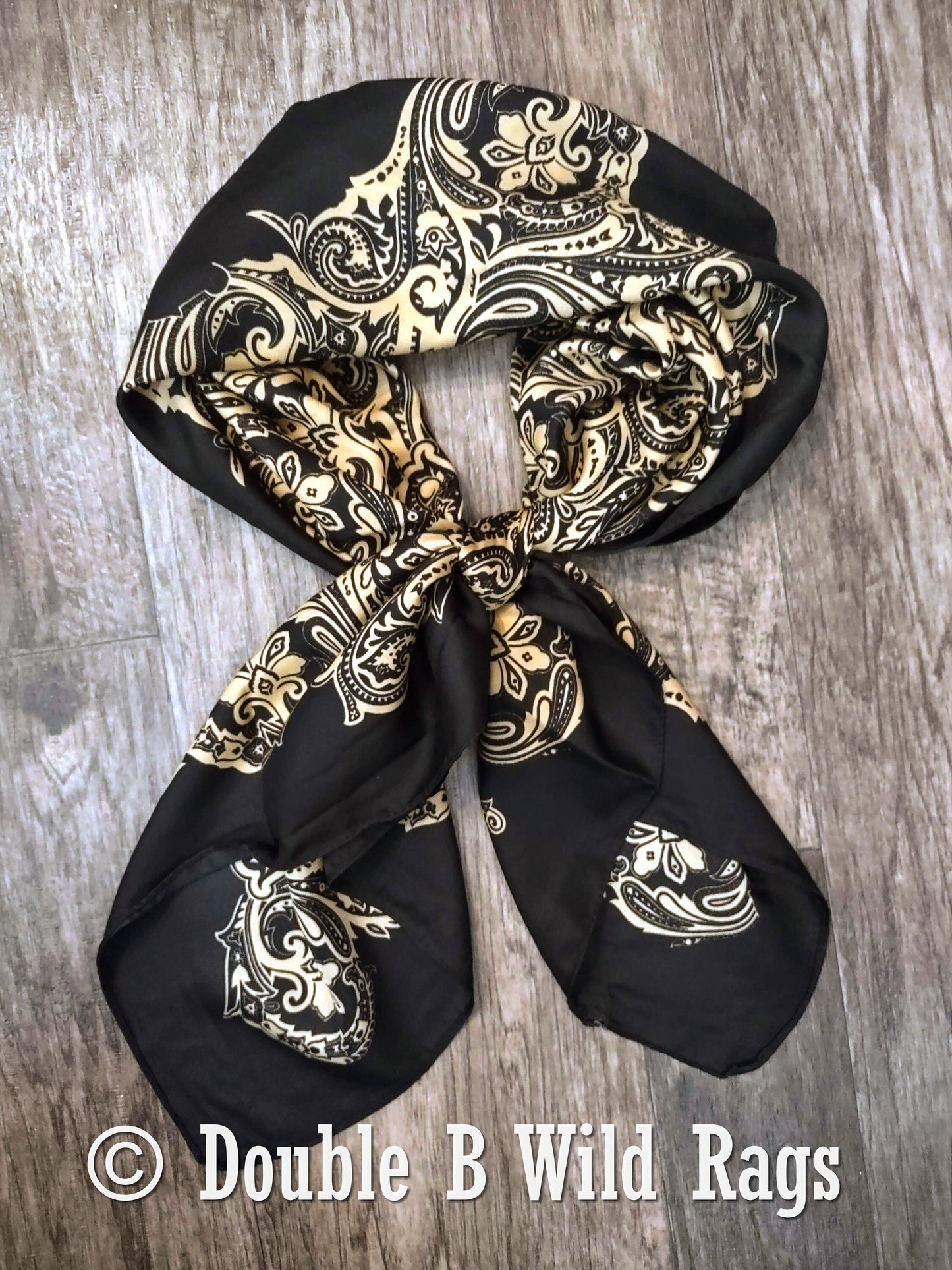 Wild Rag BARGAIN CORNER BC1141 Cowboy Floral Black and Camel Western Neck Scarf by Double B Wild Rags