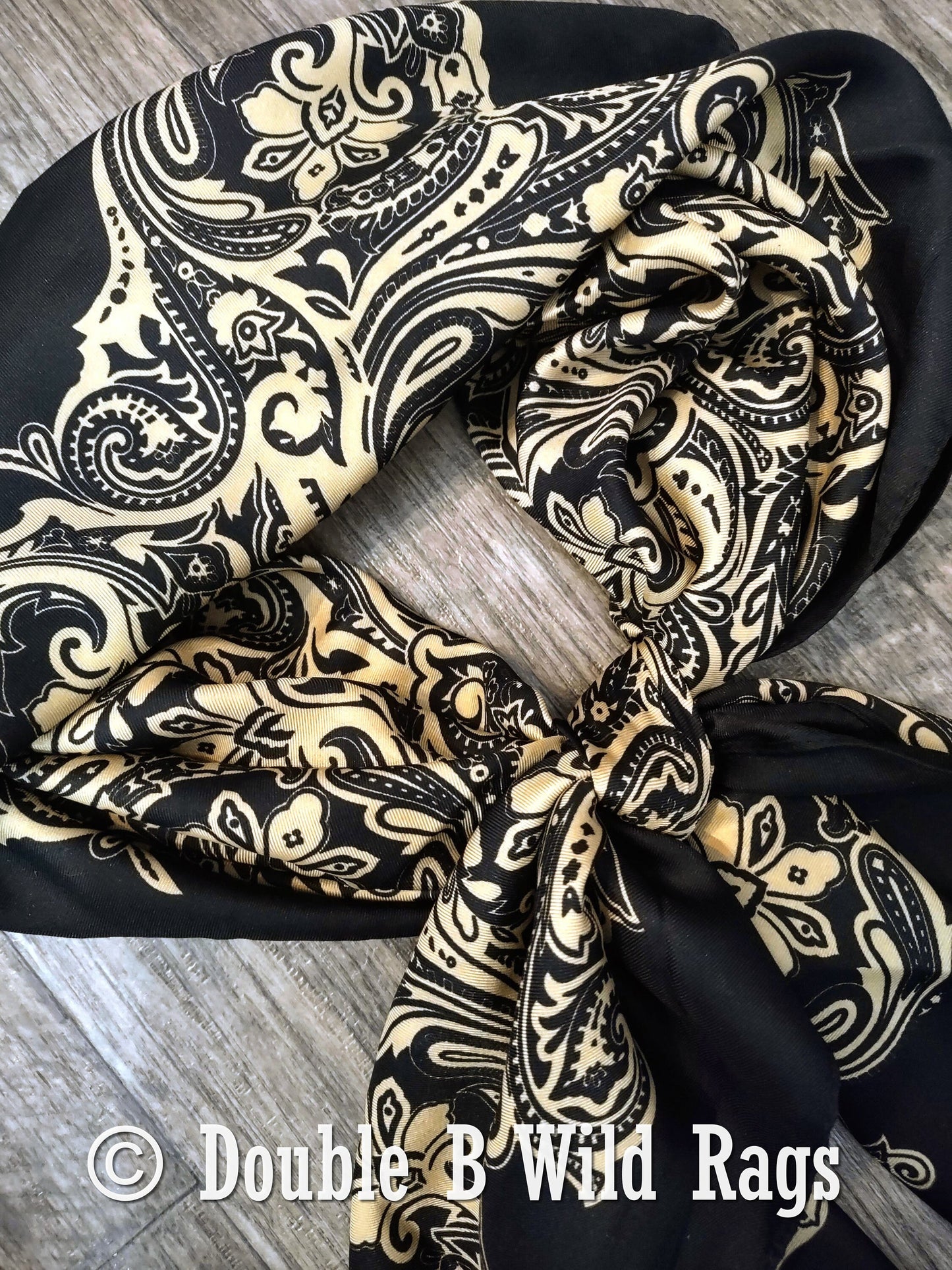 Wild Rag BARGAIN CORNER BC1141 Cowboy Floral Black and Camel Western Neck Scarf by Double B Wild Rags