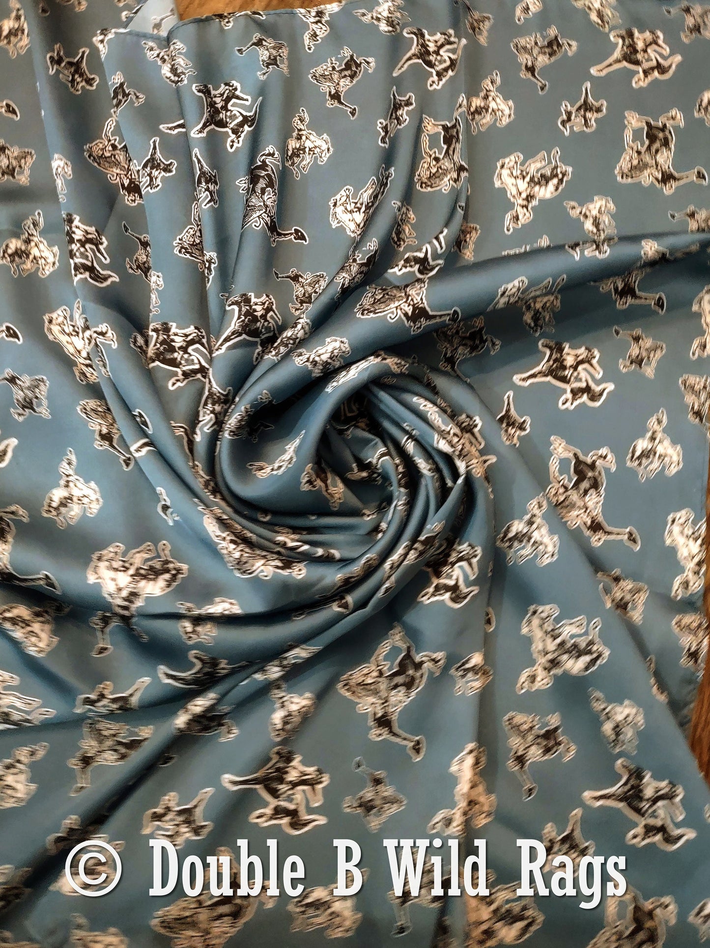 Wild Rag MISC 438 Bronc on Blue Cowboy Western Neck Scarf Bandanna by Double B Wild Rags