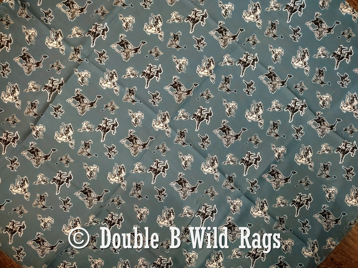 Wild Rag MISC 438 Bronc on Blue Cowboy Western Neck Scarf Bandanna by Double B Wild Rags