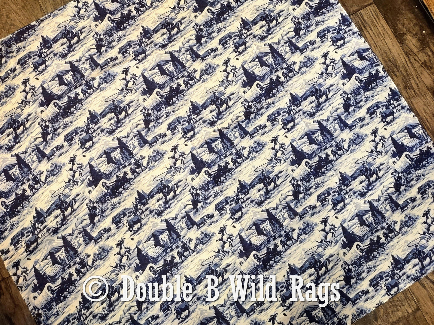 Wild Rag MISC 440 Western Blue Toile Cowboy Western Neck Scarf Bandanna by Double B Wild Rags