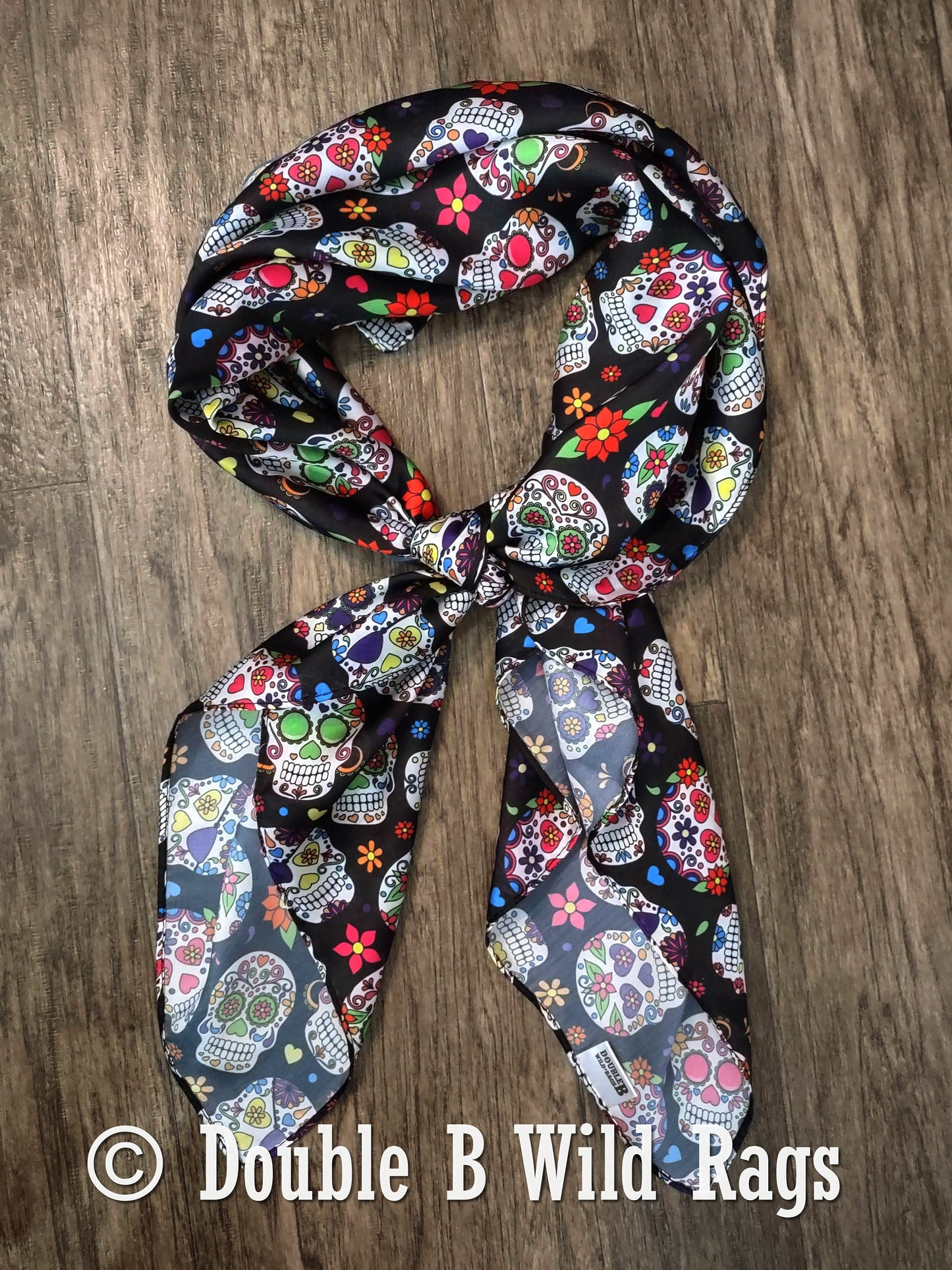 Wild Rag Día De Los Muertos Sugar Skull Cowboy Western Neck Scarf Bandanna by Double B Wild Rags