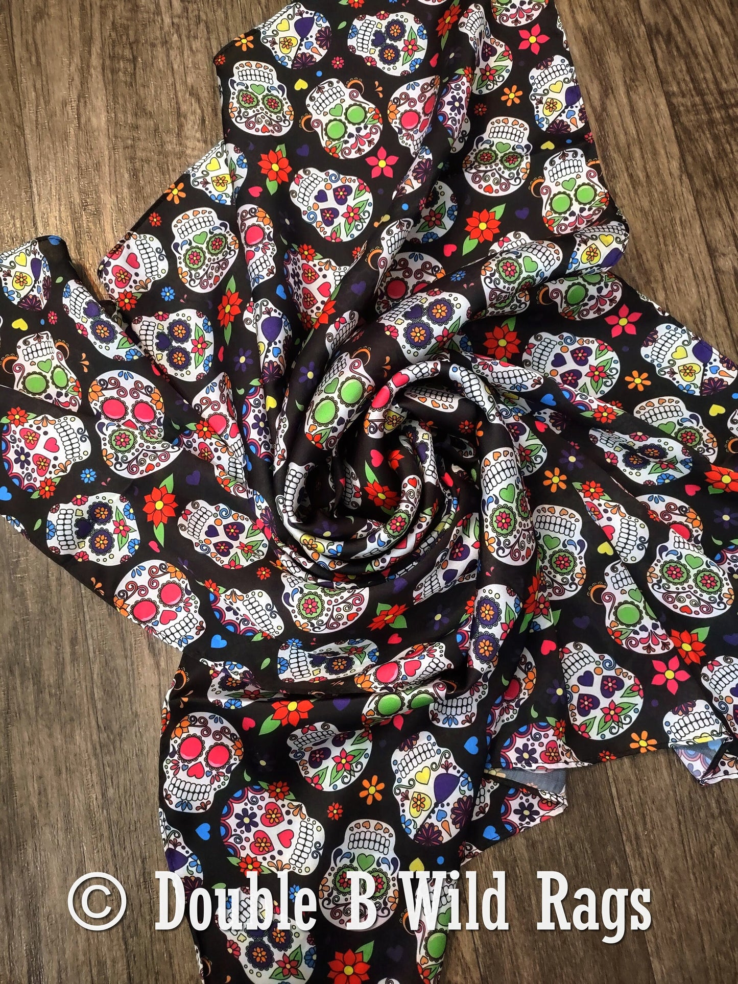 Wild Rag Día De Los Muertos Sugar Skull Cowboy Western Neck Scarf Bandanna by Double B Wild Rags