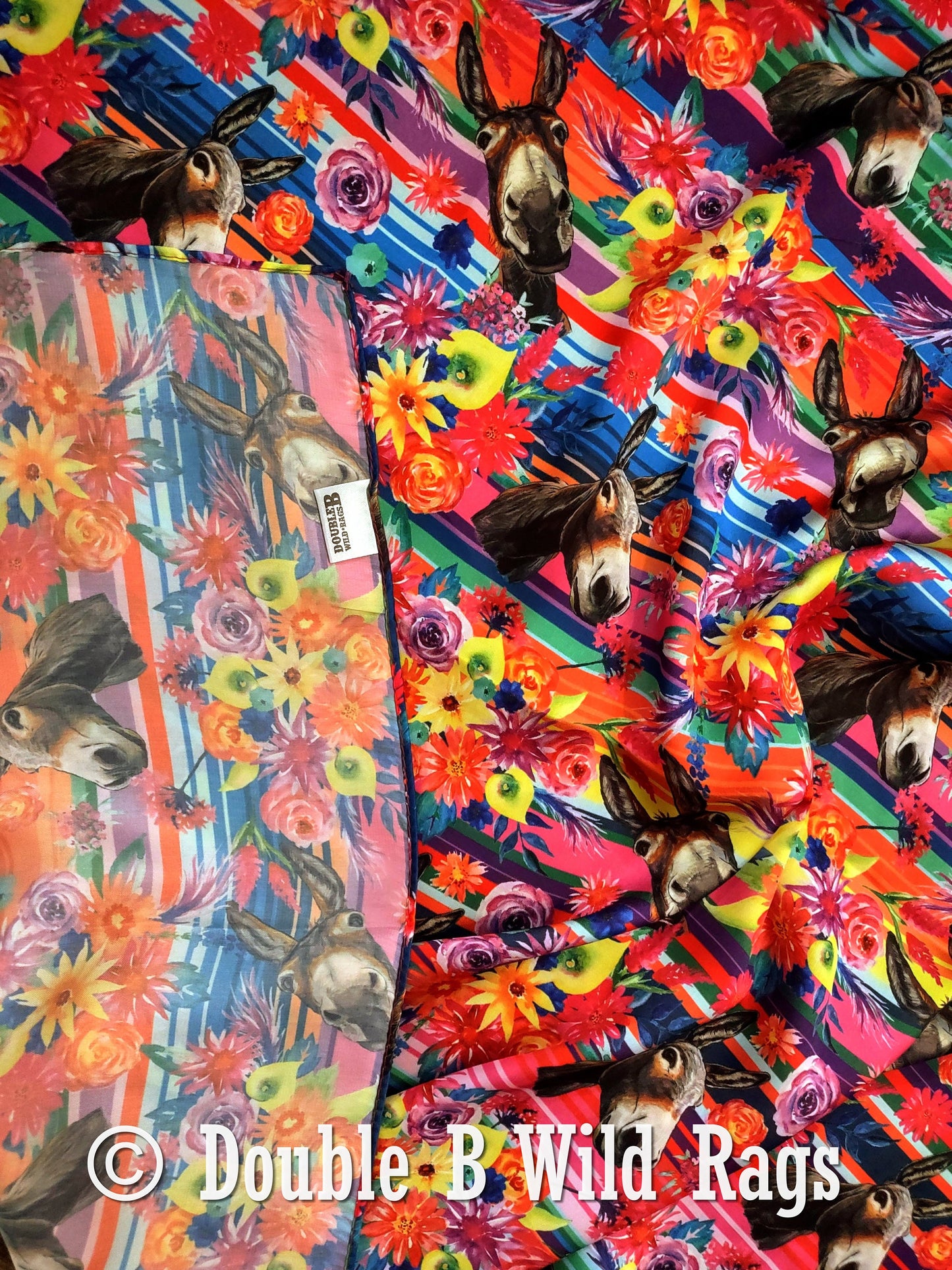 Wild Rag Donkey Burro Serape PINK Western Cowboy Neck Scarf Bandana by Double B Wild Rags