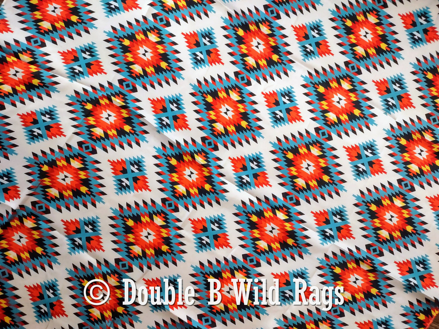 Wild Rag Bright Red, Turquoise, Yellow Aztec Cowboy Western Neck Scarf Bandanna by Double B Wild Rags