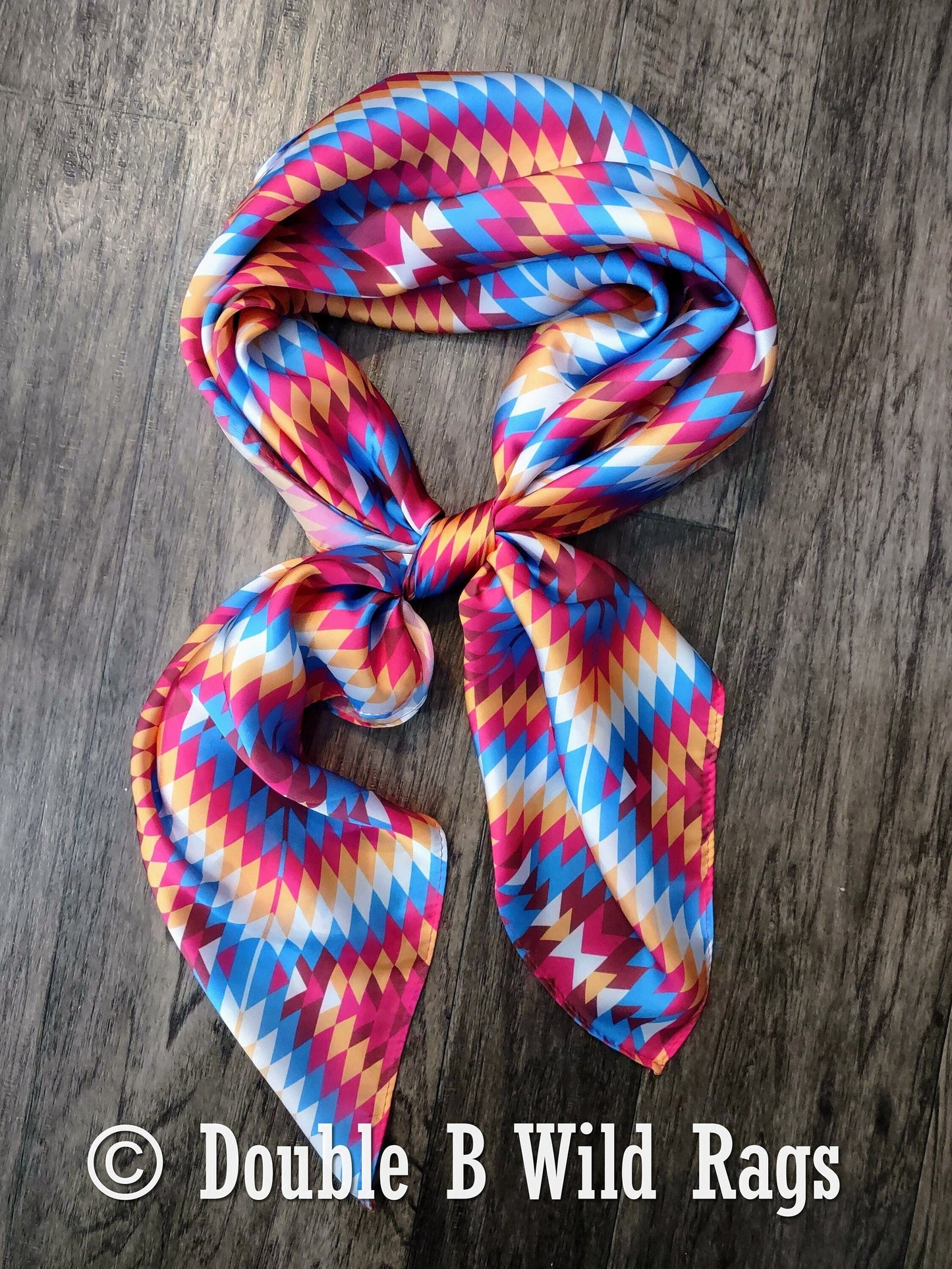 Wild Rag Fuchsia Orange Blue Aztec Cowboy Western Neck Scarf Bandanna by Double B Wild Rags