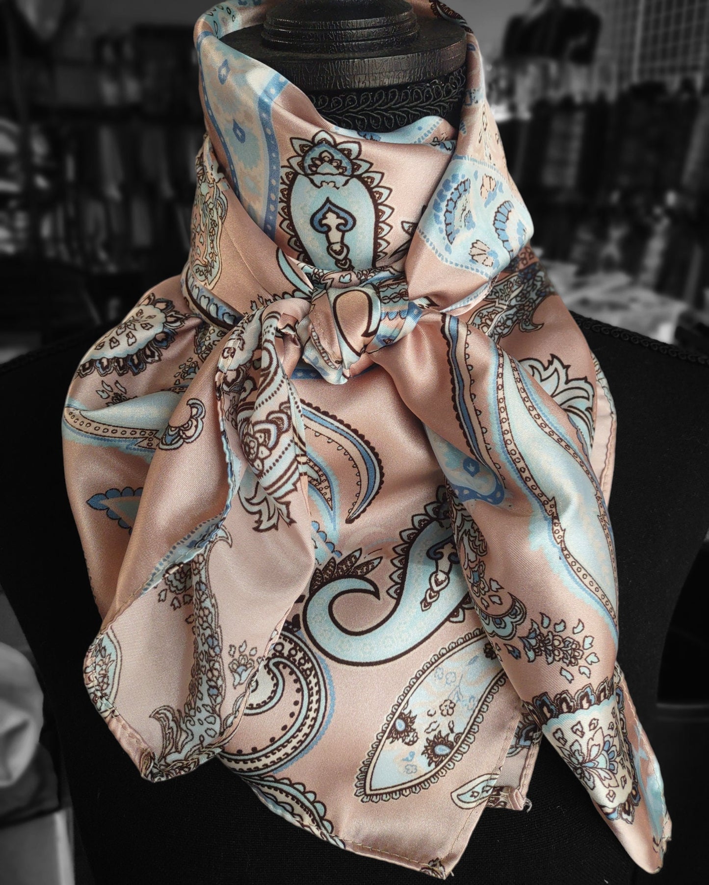Wild Rag Bandana Dusty Rose and Light Blue Paisley by Double B Wild Rags