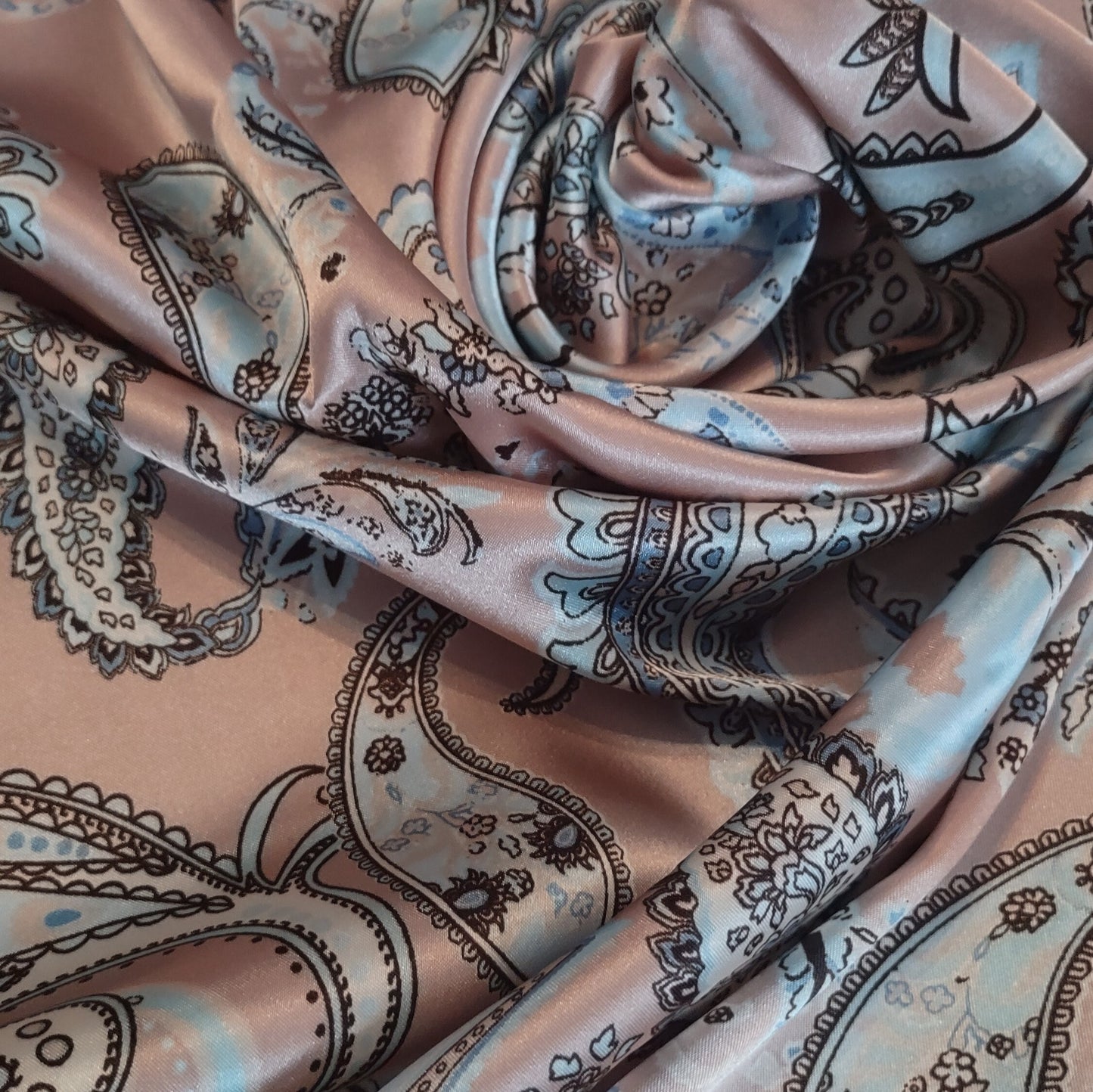 Wild Rag Bandana Dusty Rose and Light Blue Paisley by Double B Wild Rags