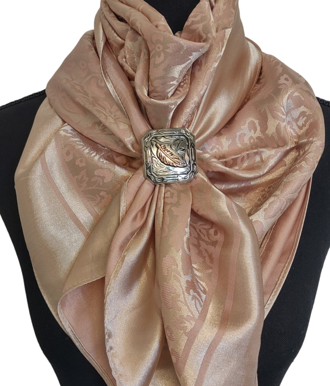 Square Copper Feather and Silver Concho Wild Rag Slide
