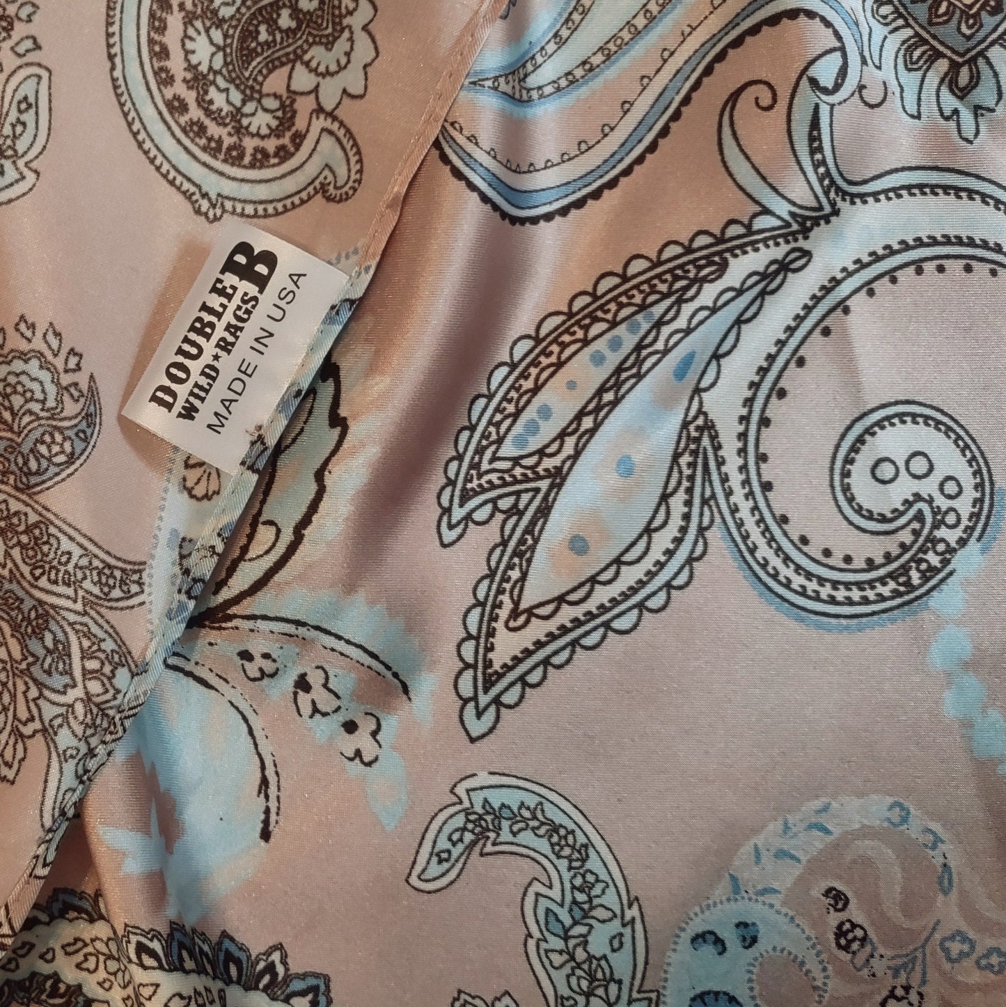 Wild Rag Bandana Dusty Rose and Light Blue Paisley by Double B Wild Rags