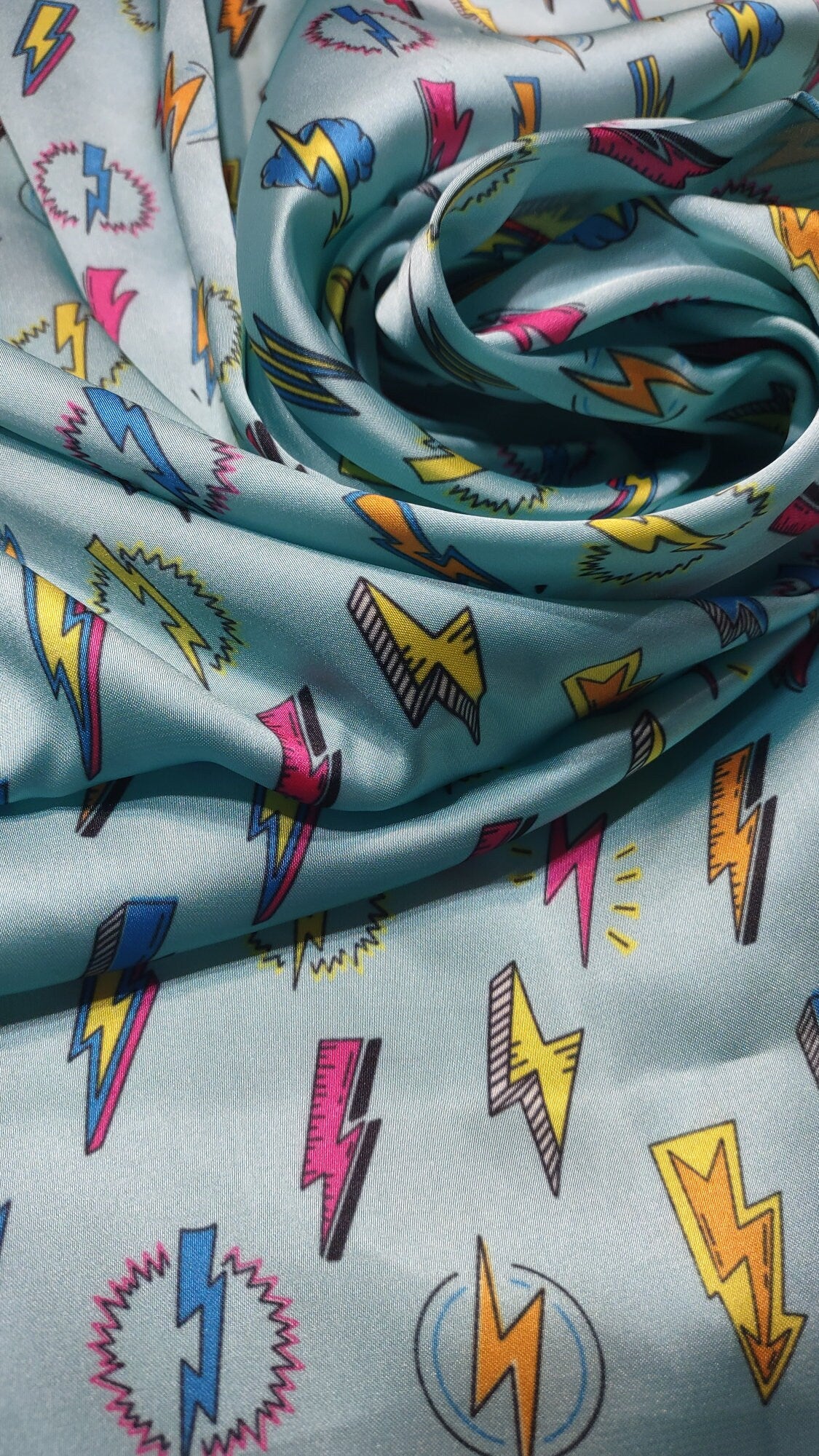 Wild Rag Light Turquoise blue with 90's Lightning bolt