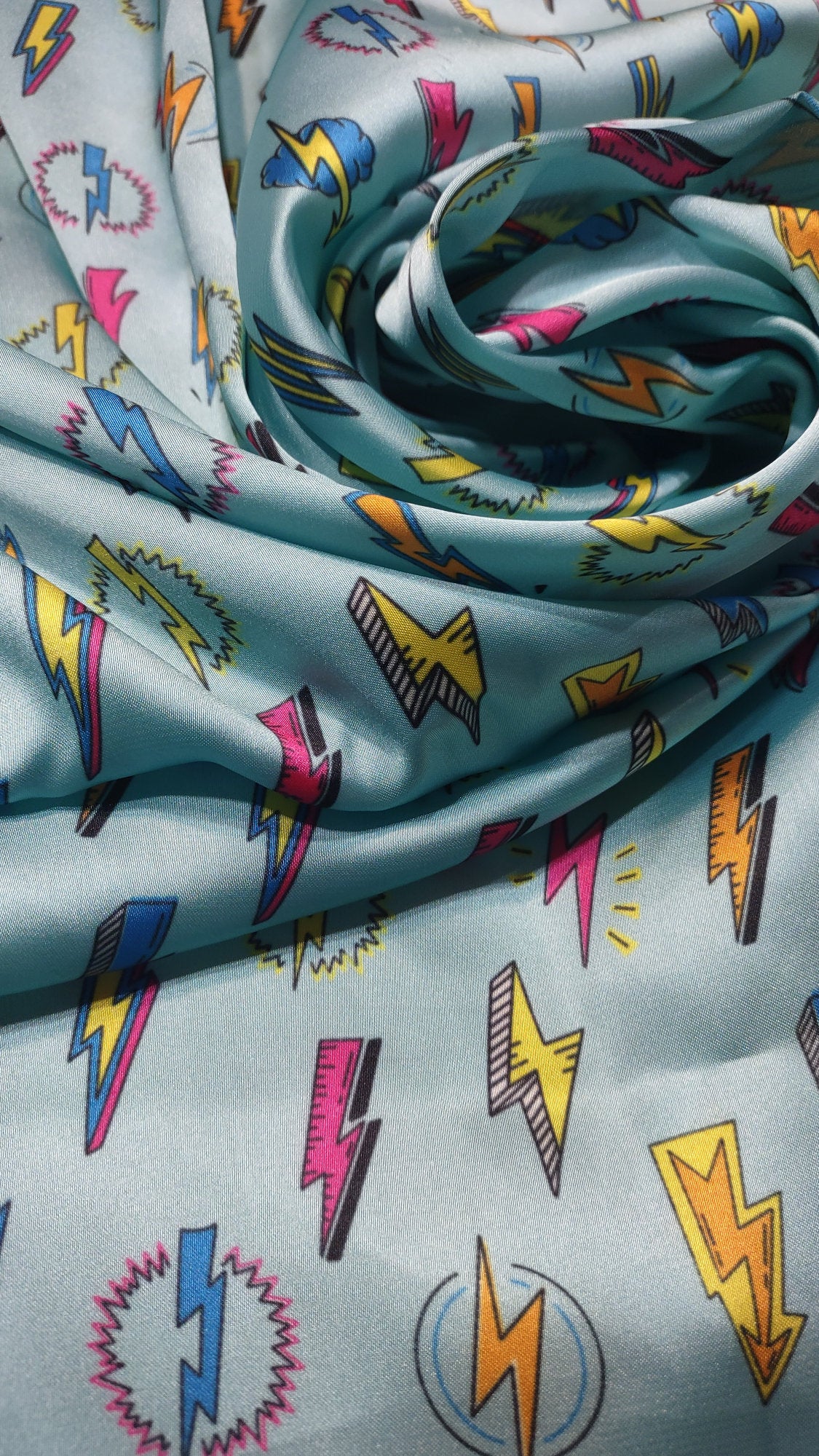 Wild Rag Light Turquoise blue with 90's Lightning bolt
