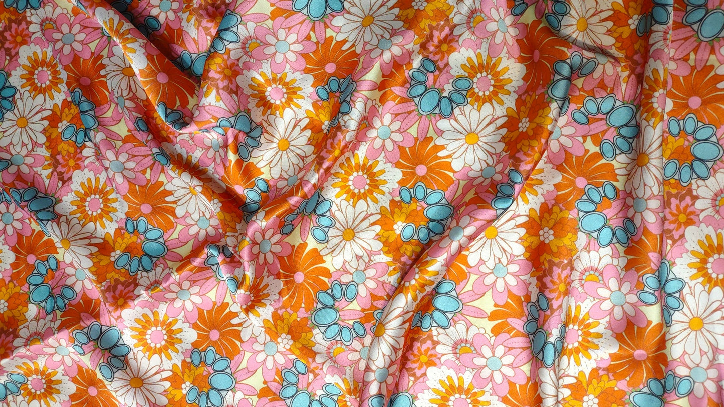 Wild Rag Boho 70’s Hippie Flowers and Turquoise Western Neck Scarf Bandanna by Double B Wild Rags