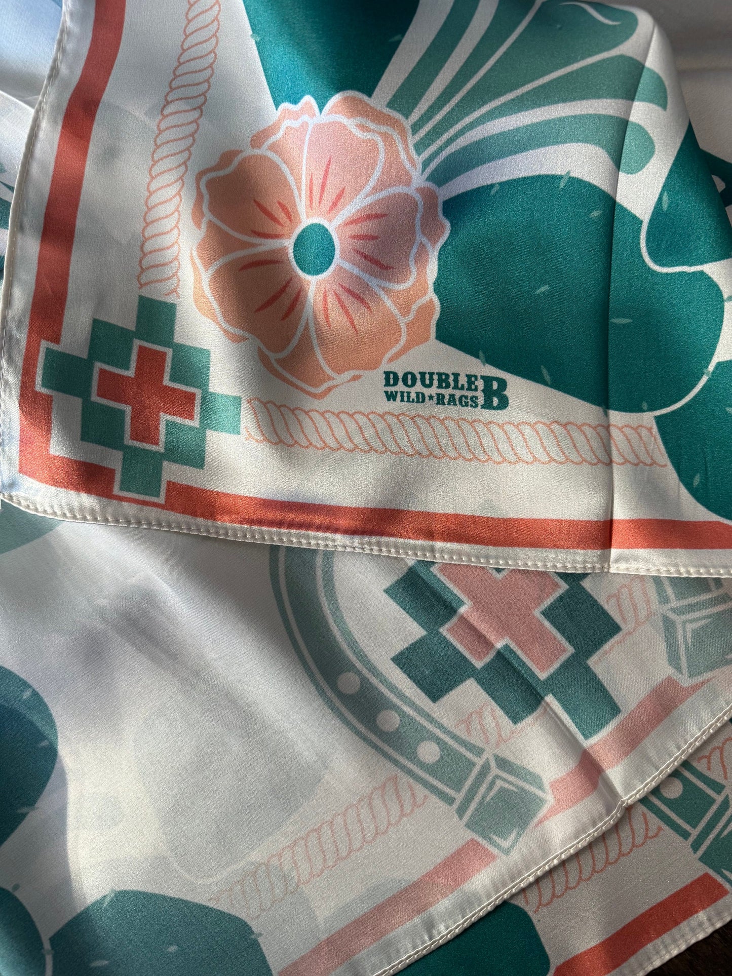 Wild Rag 100% SILK Desert Cowgirl and Cactus Cowboy Neck Scarf Bandanna by Double B Wild Rags