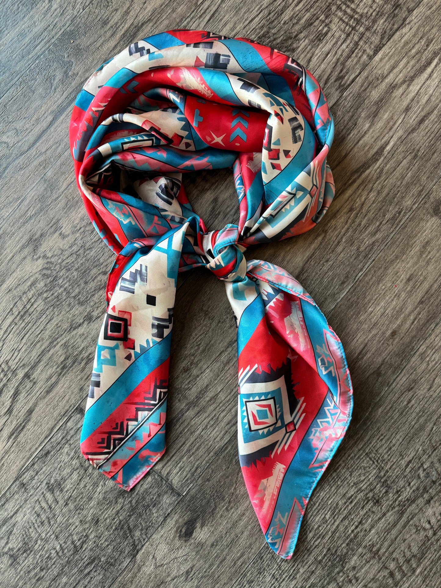 WILD RAG Red and Blue Native water color Cowboy Western Neck Scarf Bandanna by Double B Wild Rags