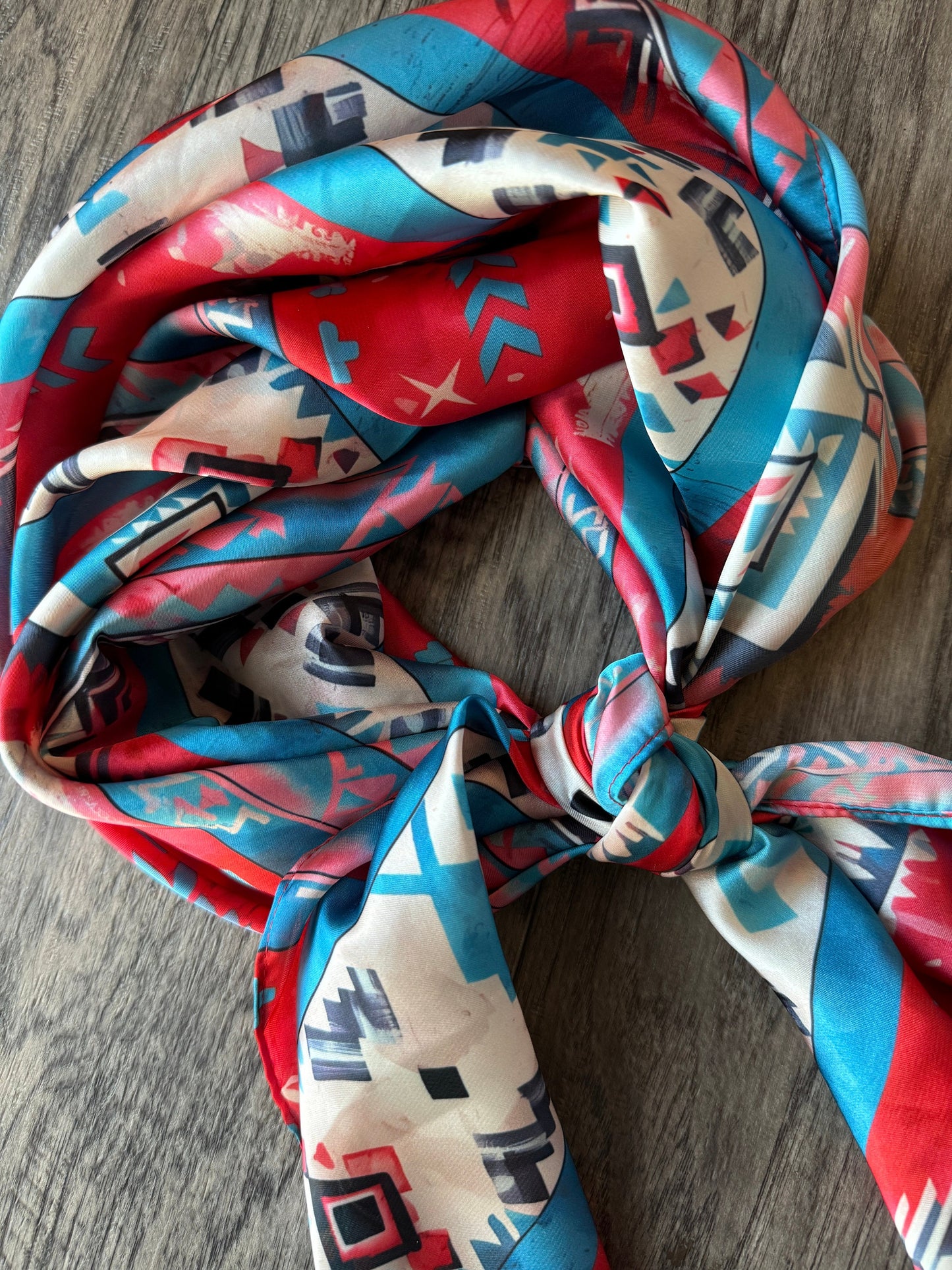 WILD RAG Red and Blue Native water color Cowboy Western Neck Scarf Bandanna by Double B Wild Rags