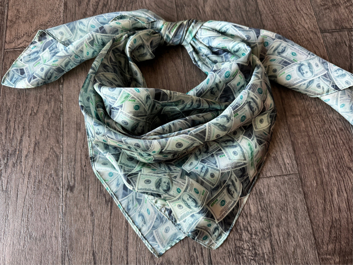 WILD RAG Money Benajamins 100 dollar bill Cowboy Western Neck Scarf Bandanna by Double B Wild Rags
