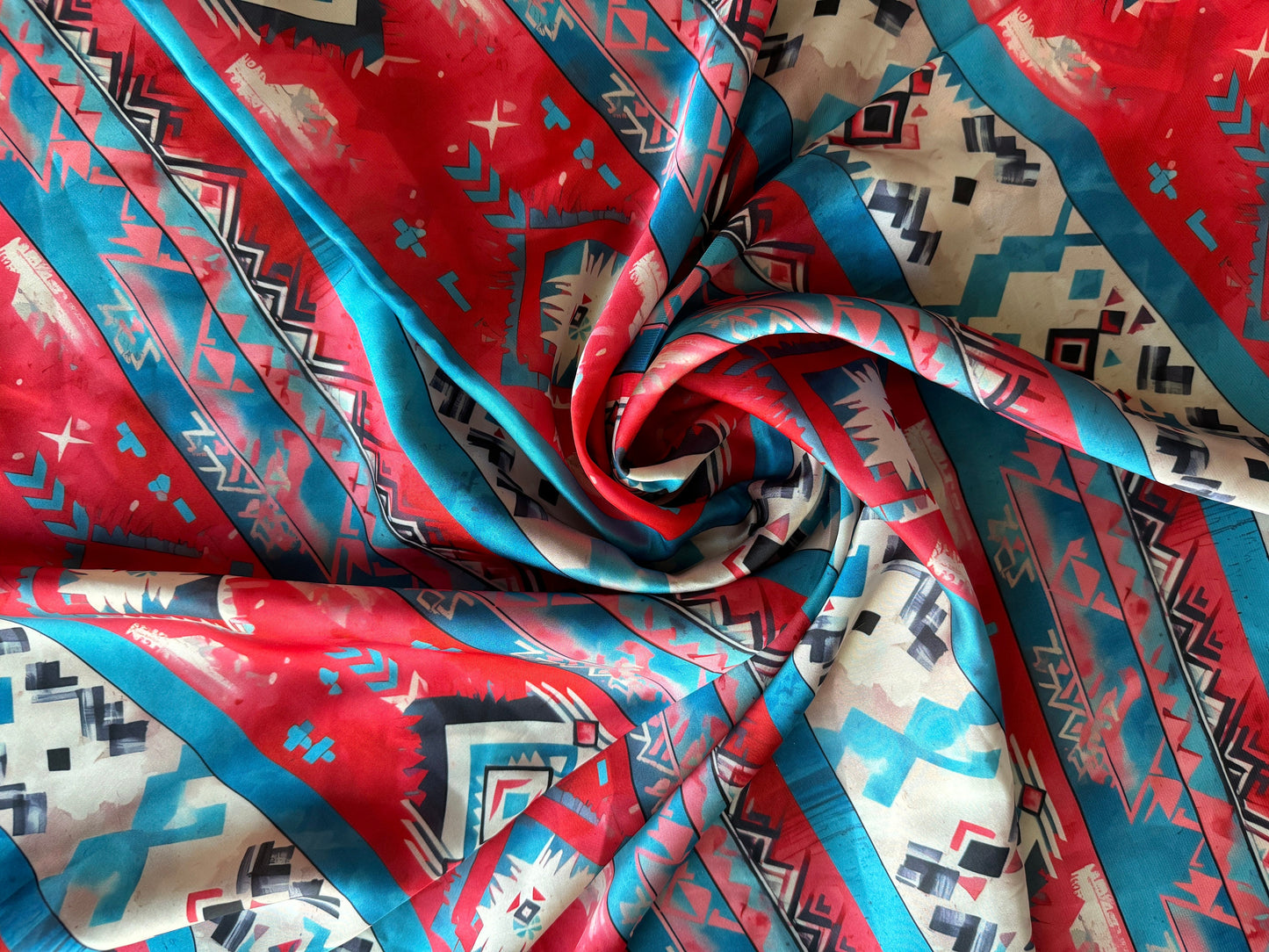 WILD RAG Red and Blue Native water color Cowboy Western Neck Scarf Bandanna by Double B Wild Rags