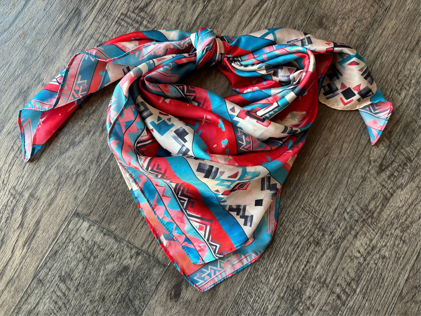 WILD RAG Red and Blue Native water color Cowboy Western Neck Scarf Bandanna by Double B Wild Rags