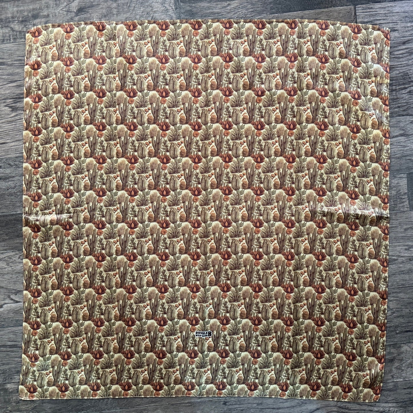 100% Silk Wild Rag Cactus Neutral tones of beige, green, rust by Double B Wild Rags