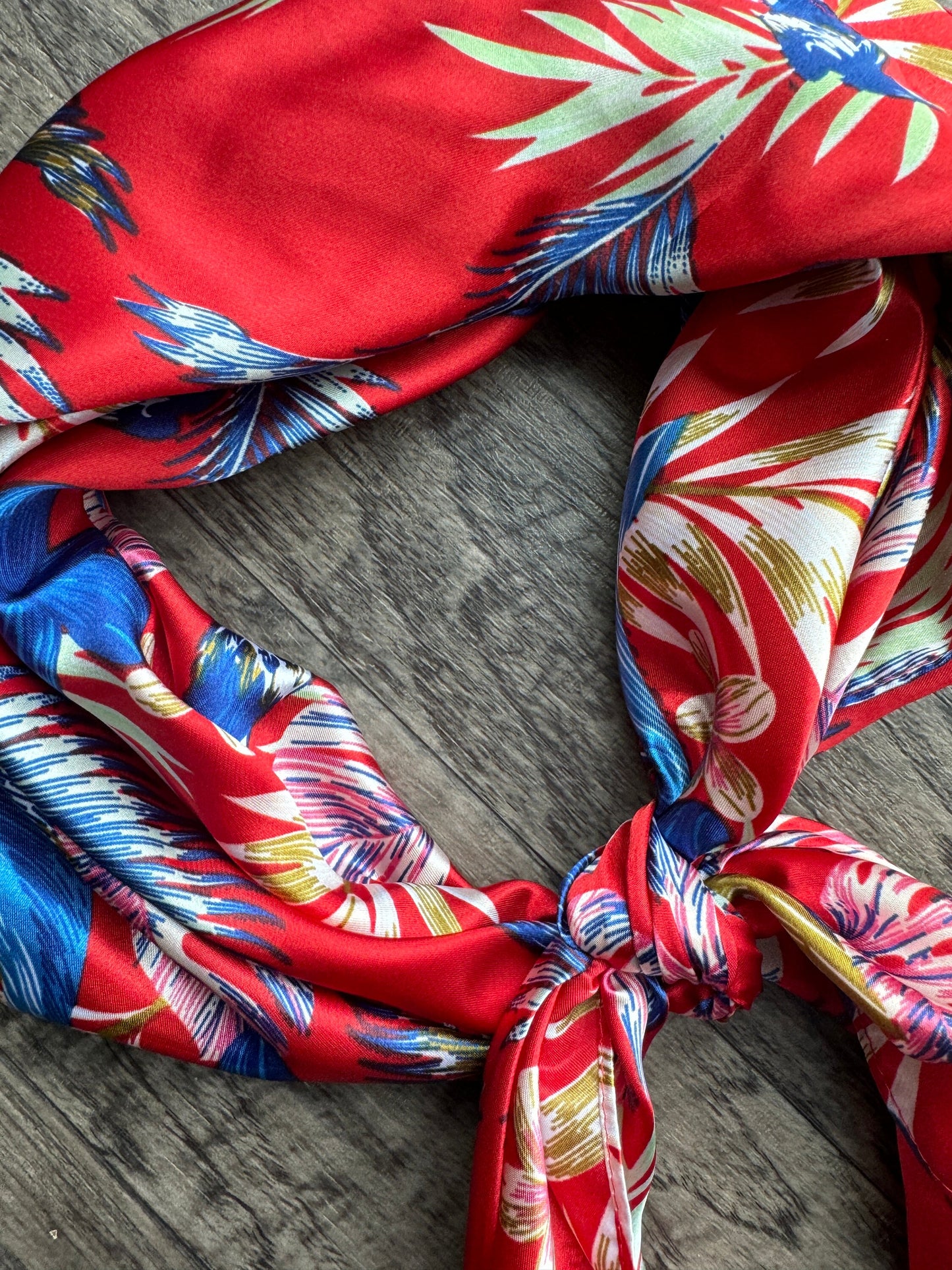 Wild Rag Red tropical floral and blue parrot Cowboy Western Neck Scarf Bandanna by Double B Wild Rags