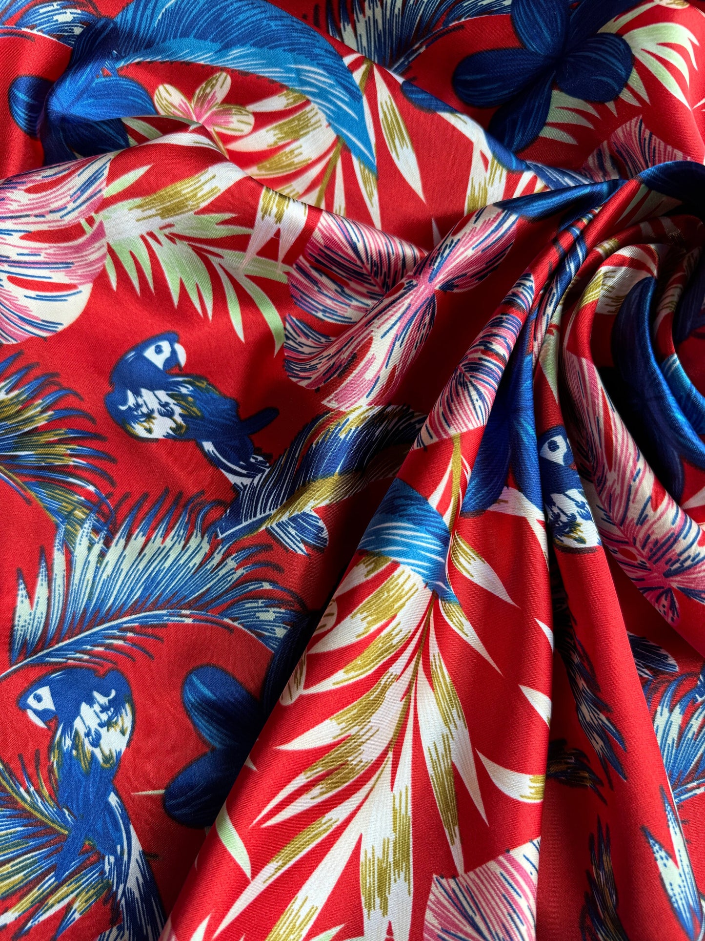 Wild Rag Red tropical floral and blue parrot Cowboy Western Neck Scarf Bandanna by Double B Wild Rags