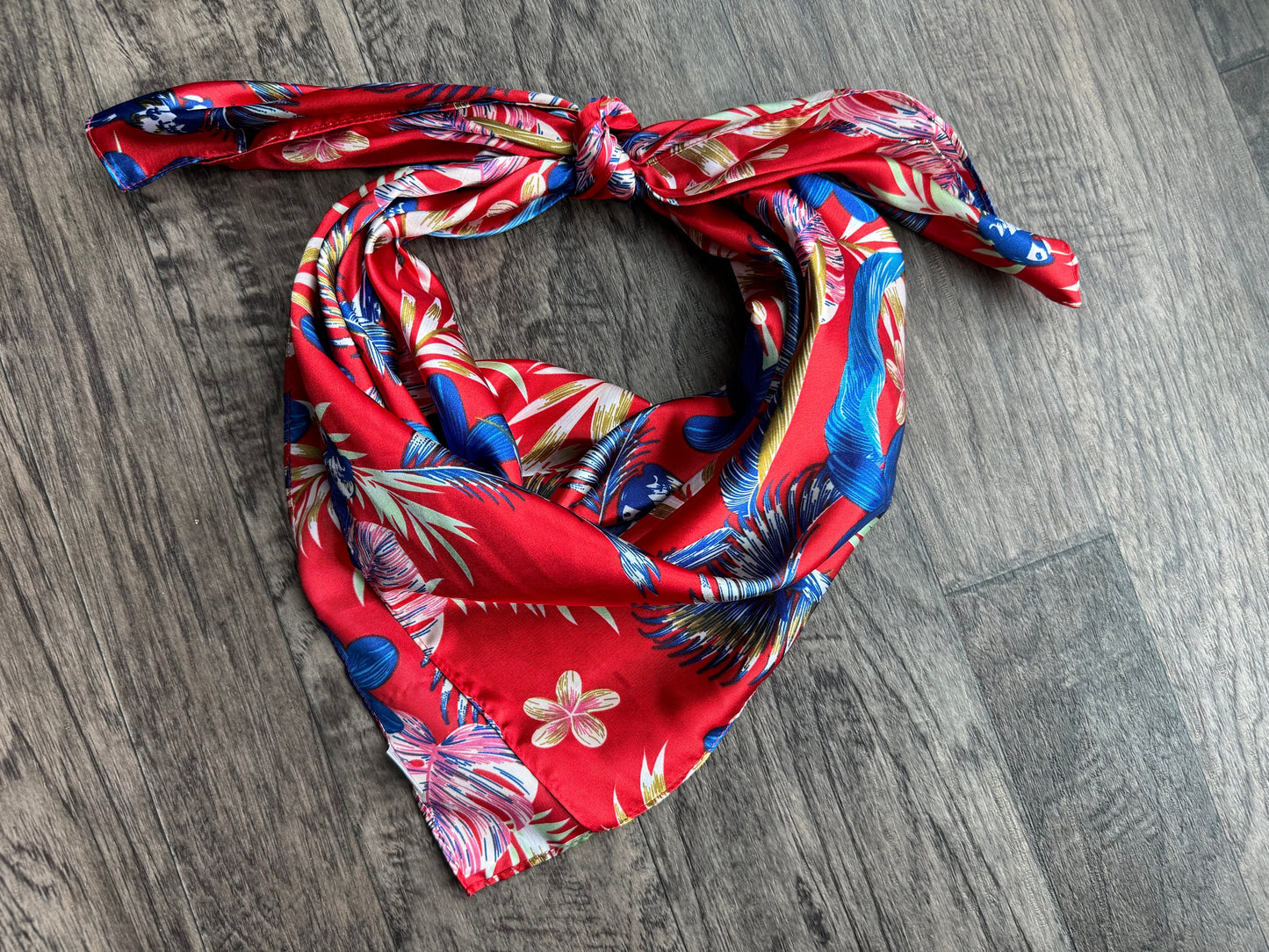 Wild Rag Red tropical floral and blue parrot Cowboy Western Neck Scarf Bandanna by Double B Wild Rags