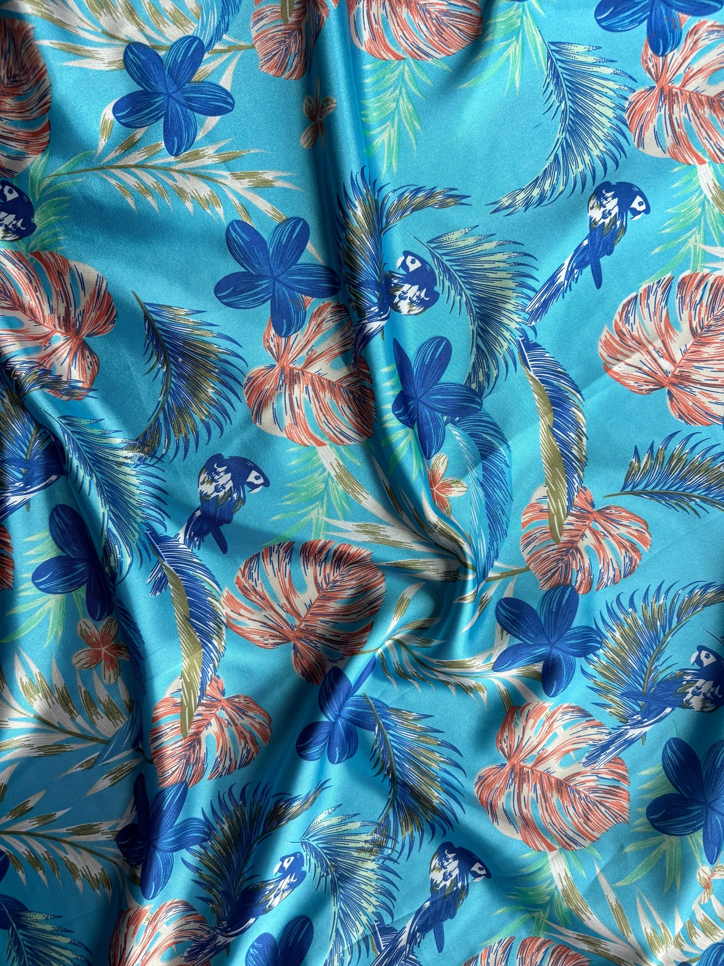Wild Rag turquoise blue tropical floral and parrot Cowboy Western Neck Scarf Bandanna by Double B Wild Rags