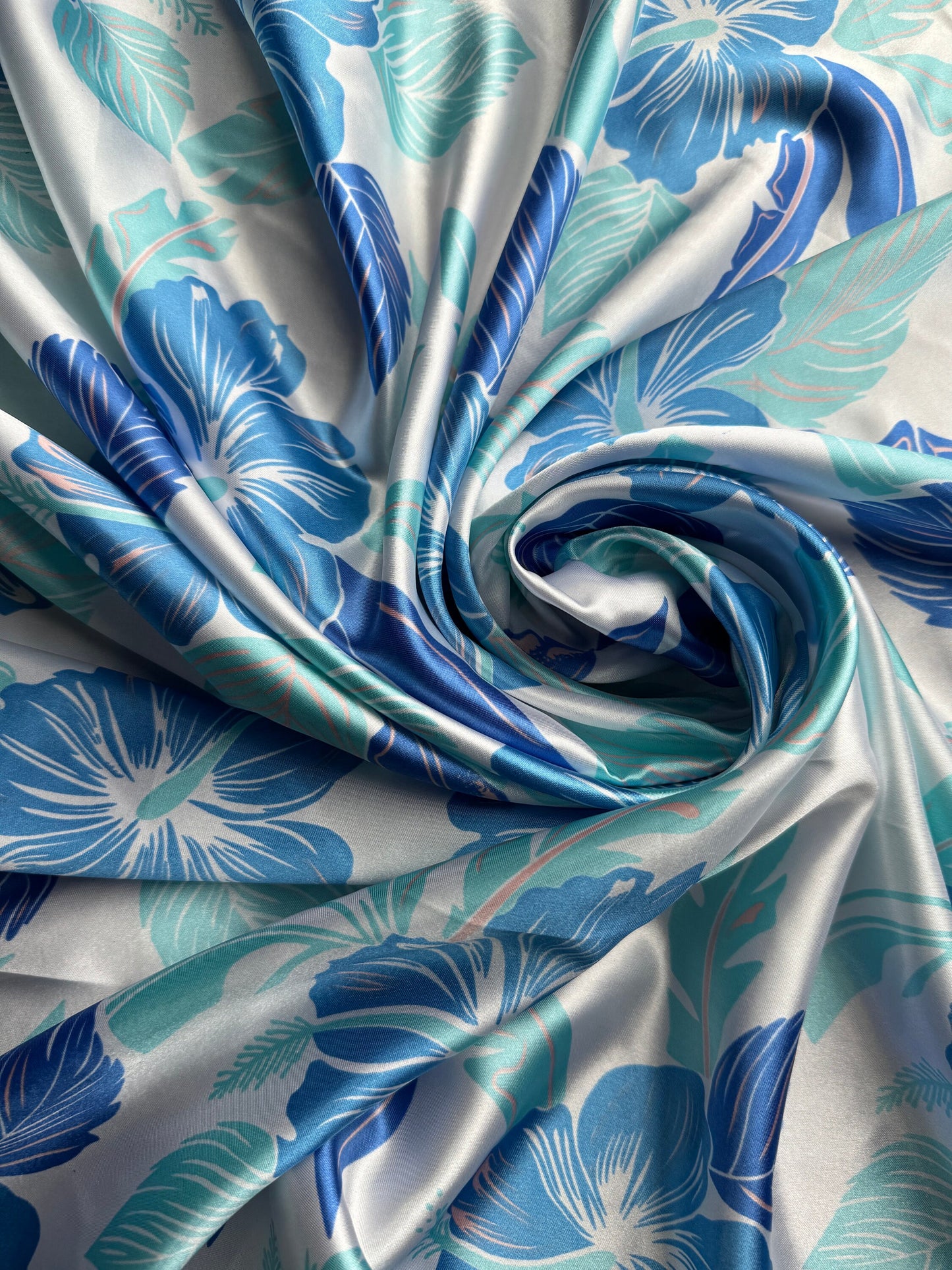 Wild Rag white and blue hibiscus floral Hawaiian Cowboy Western Neck Scarf Bandanna by Double B Wild Rags