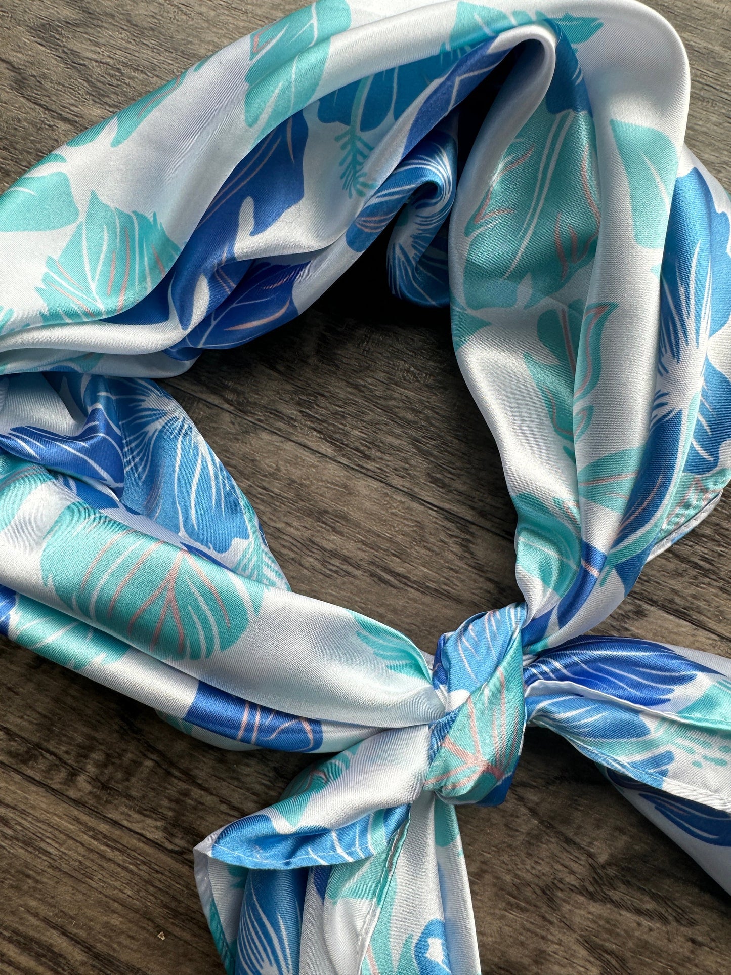 Wild Rag white and blue hibiscus floral Hawaiian Cowboy Western Neck Scarf Bandanna by Double B Wild Rags