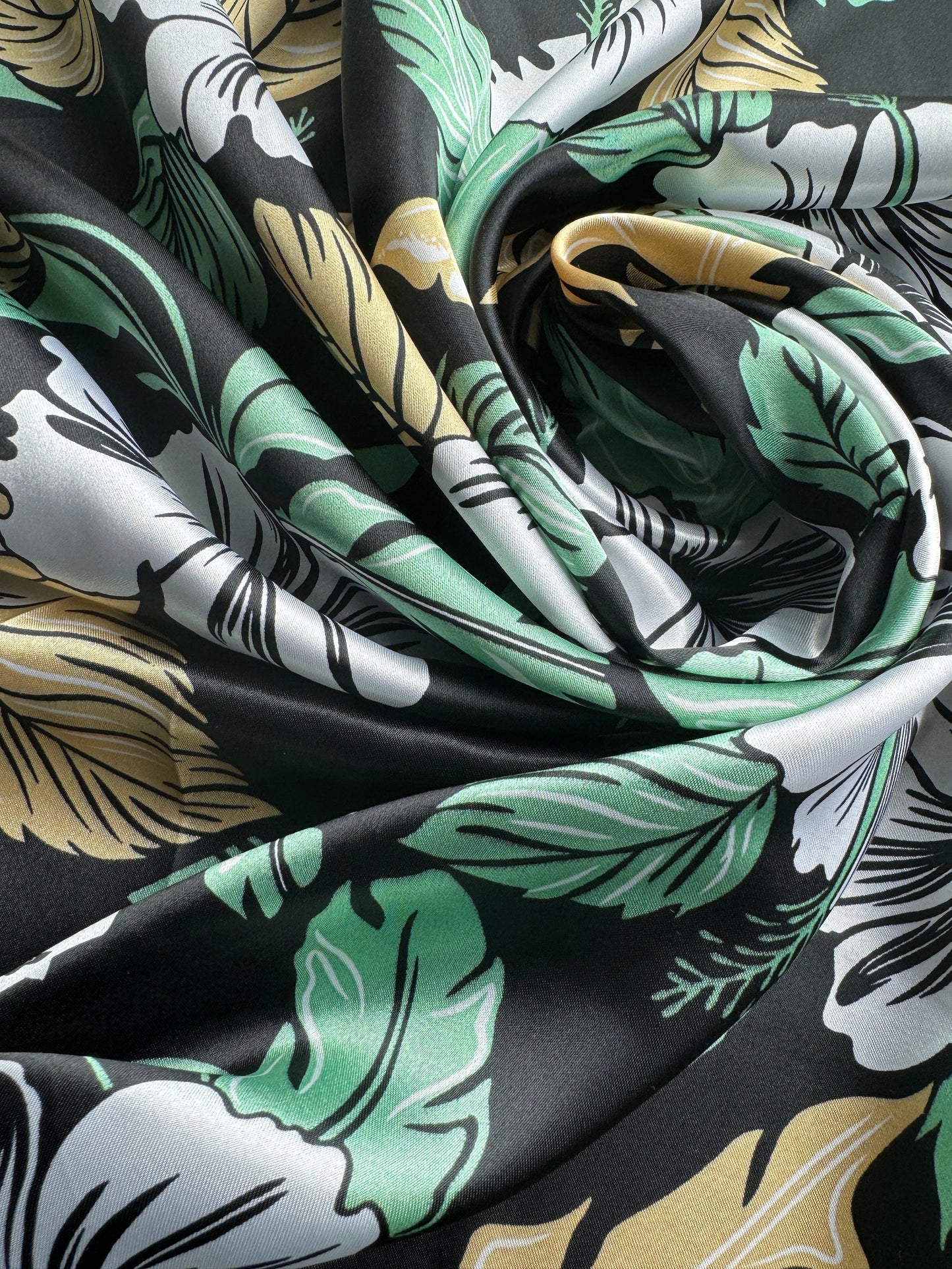 Wild Rag black and light gold hibiscus floral Hawaiian Cowboy Western Neck Scarf Bandanna by Double B Wild Rags