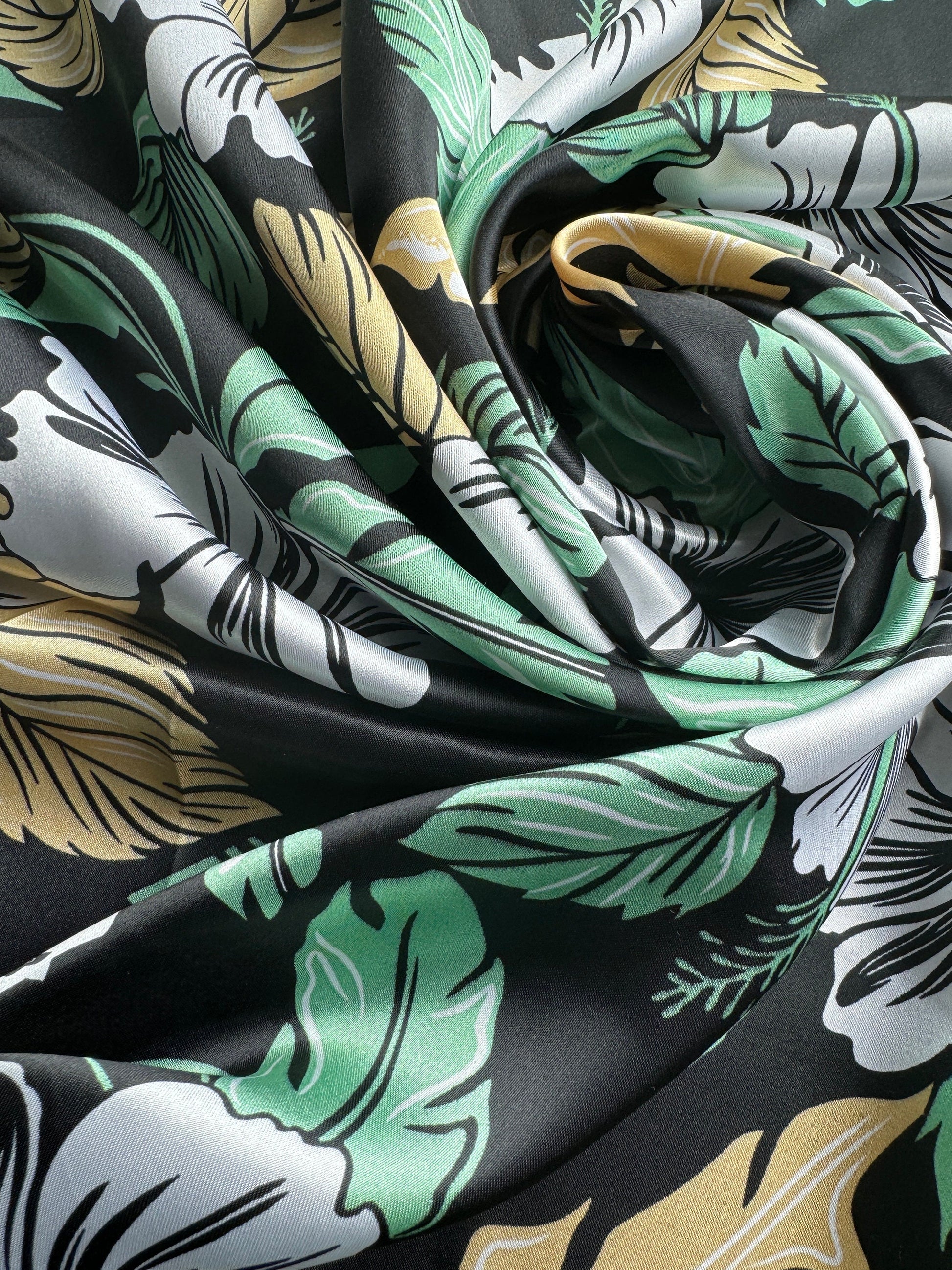 Wild Rag black and light gold hibiscus floral Hawaiian Cowboy Western Neck Scarf Bandanna by Double B Wild Rags