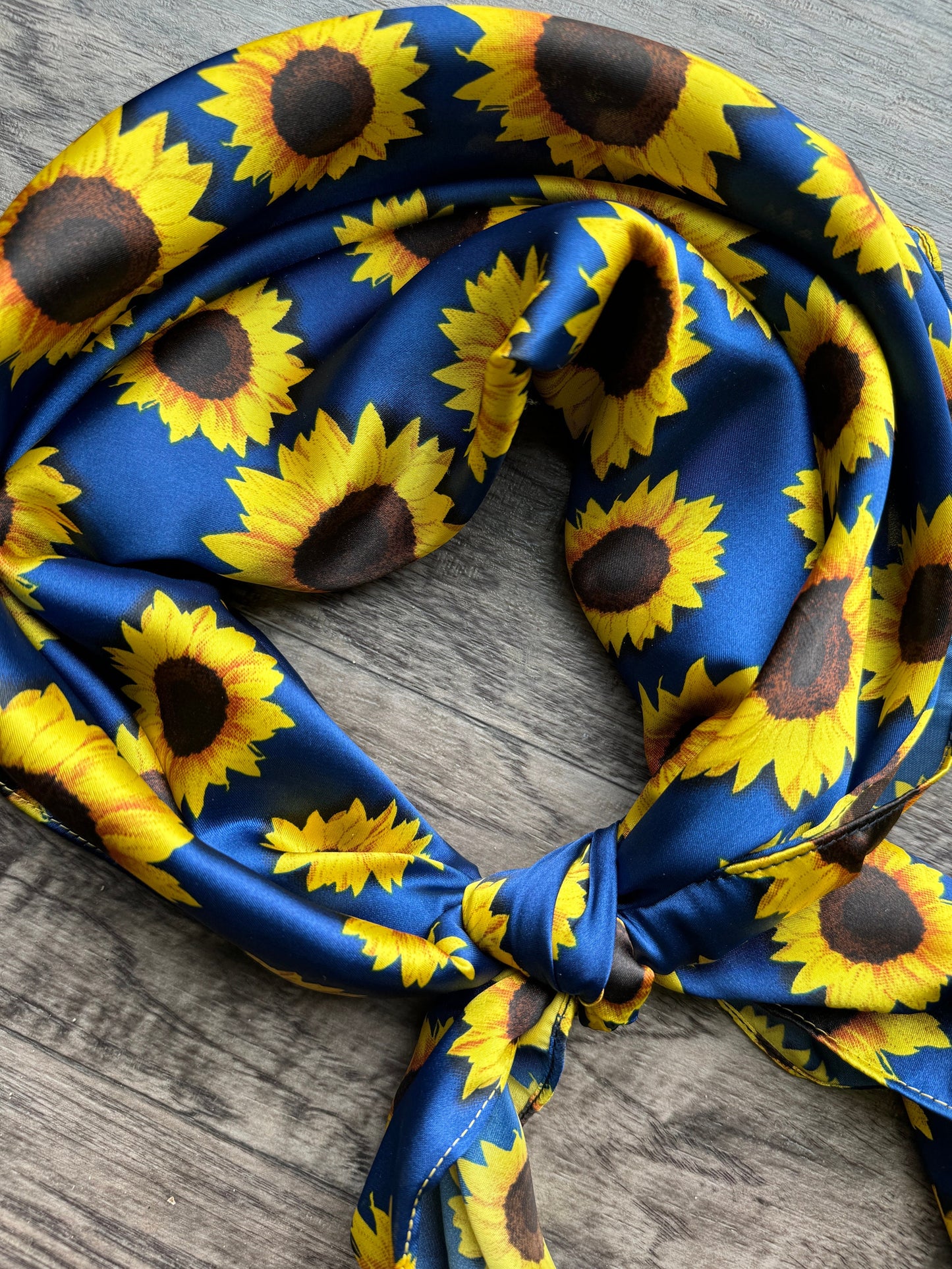 Wild Rag Navy Blue with Sunflowers Western Neck Scarf Bandanna by Double B Wild Rags