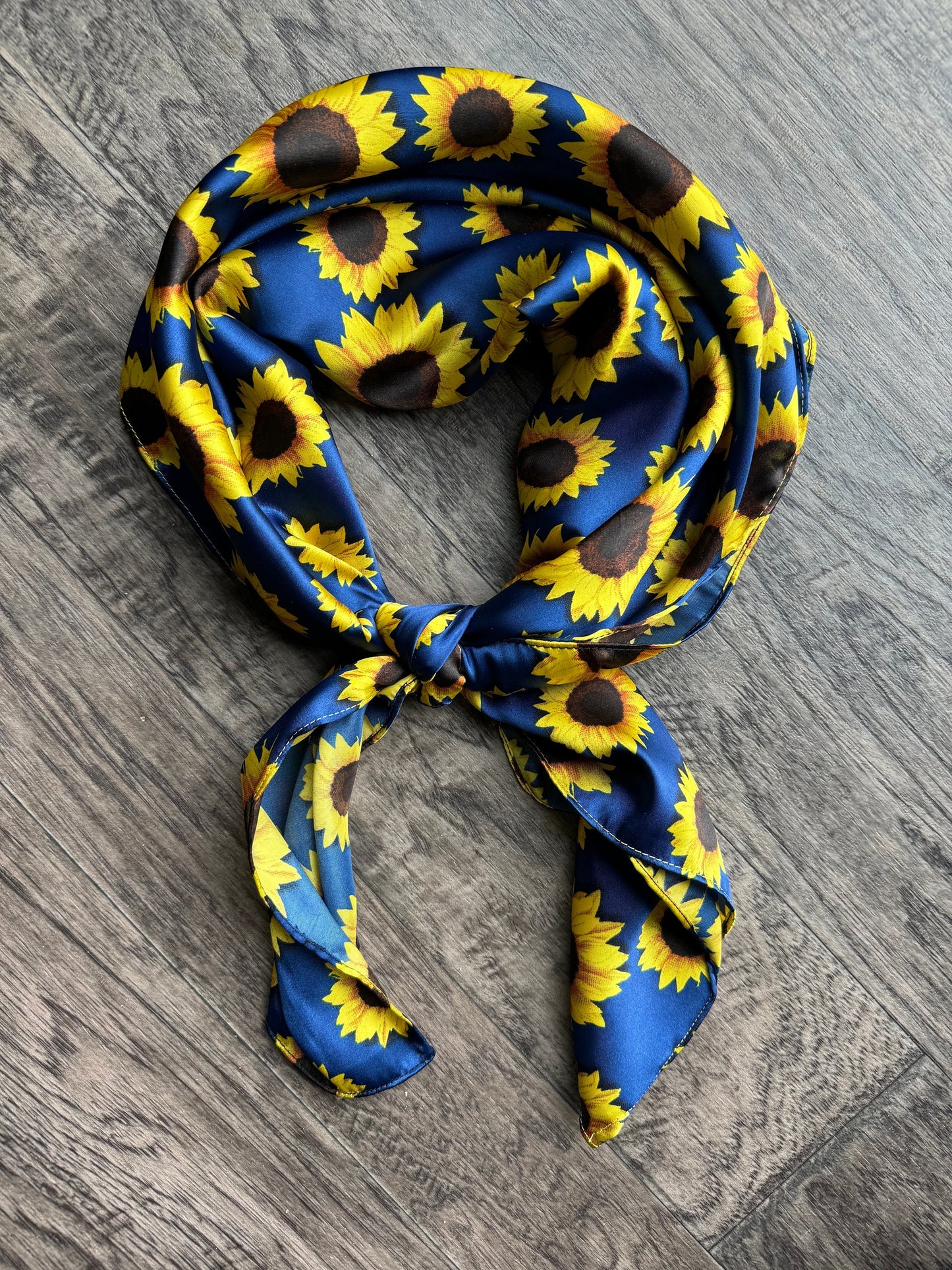 Wild Rag Navy Blue with Sunflowers Western Neck Scarf Bandanna by Double B Wild Rags