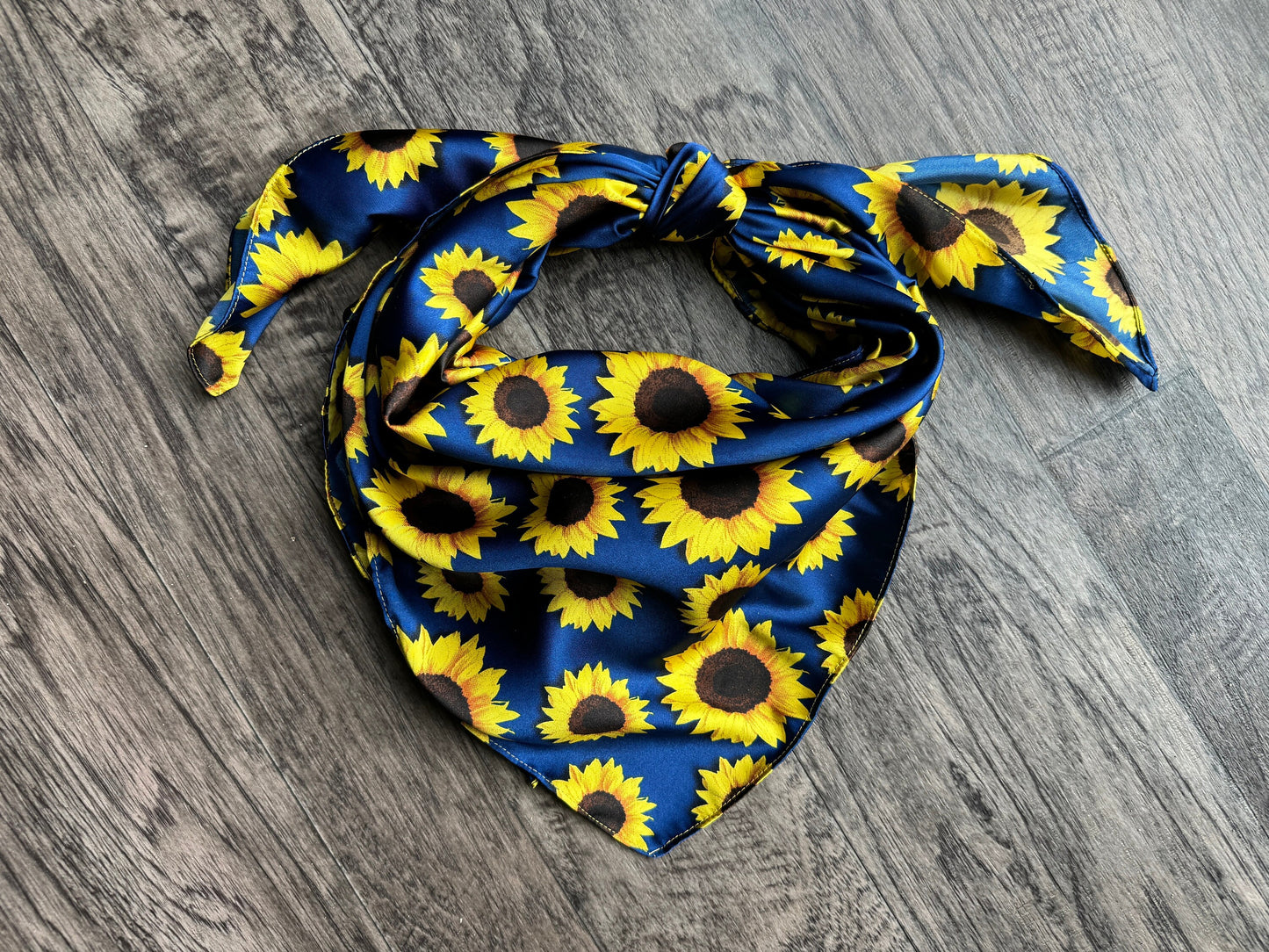 Wild Rag Navy Blue with Sunflowers Western Neck Scarf Bandanna by Double B Wild Rags