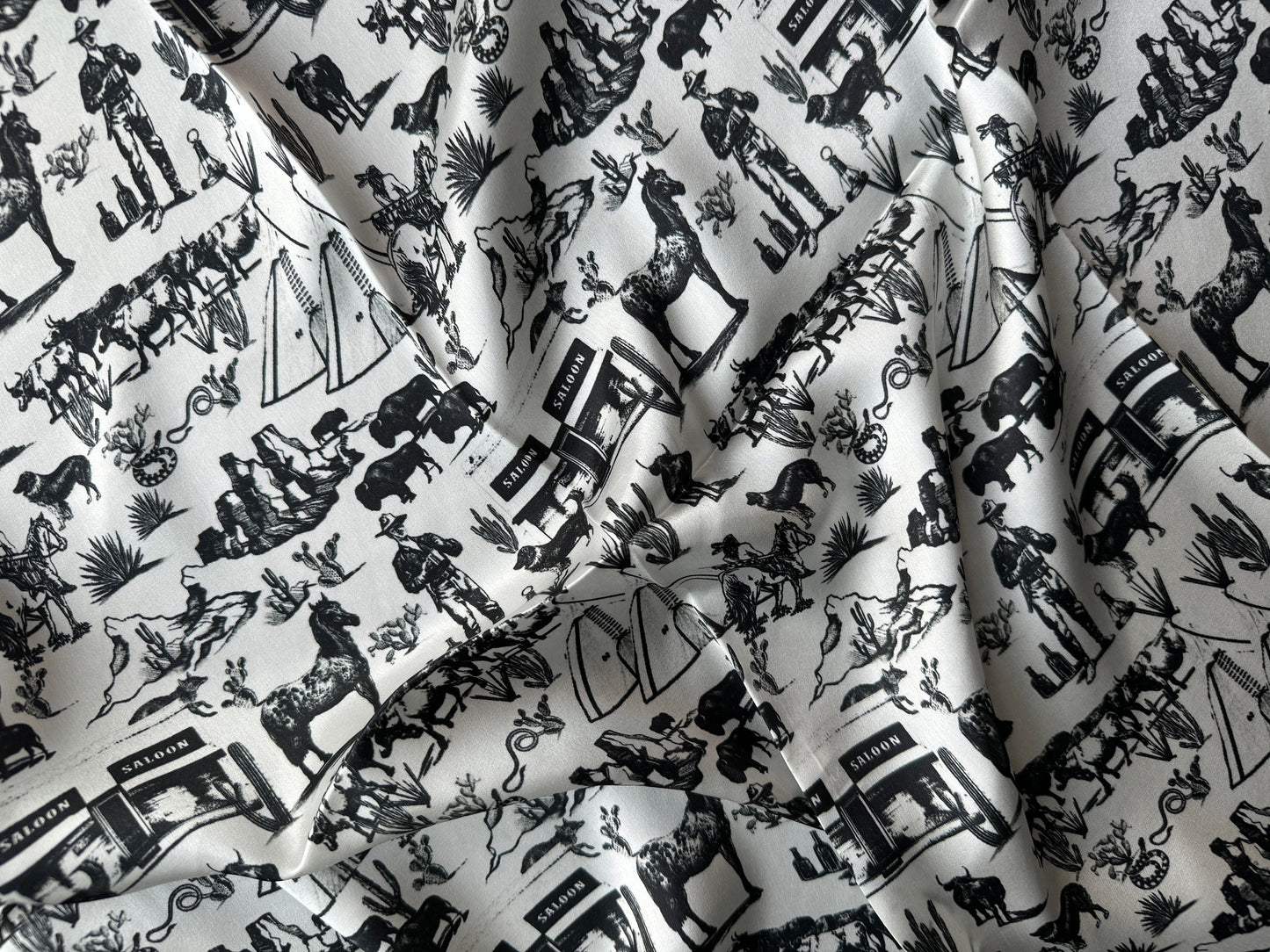Wild Rag Black and White Wild West Toile Western Neck Scarf Bandanna by Double B Wild Rags