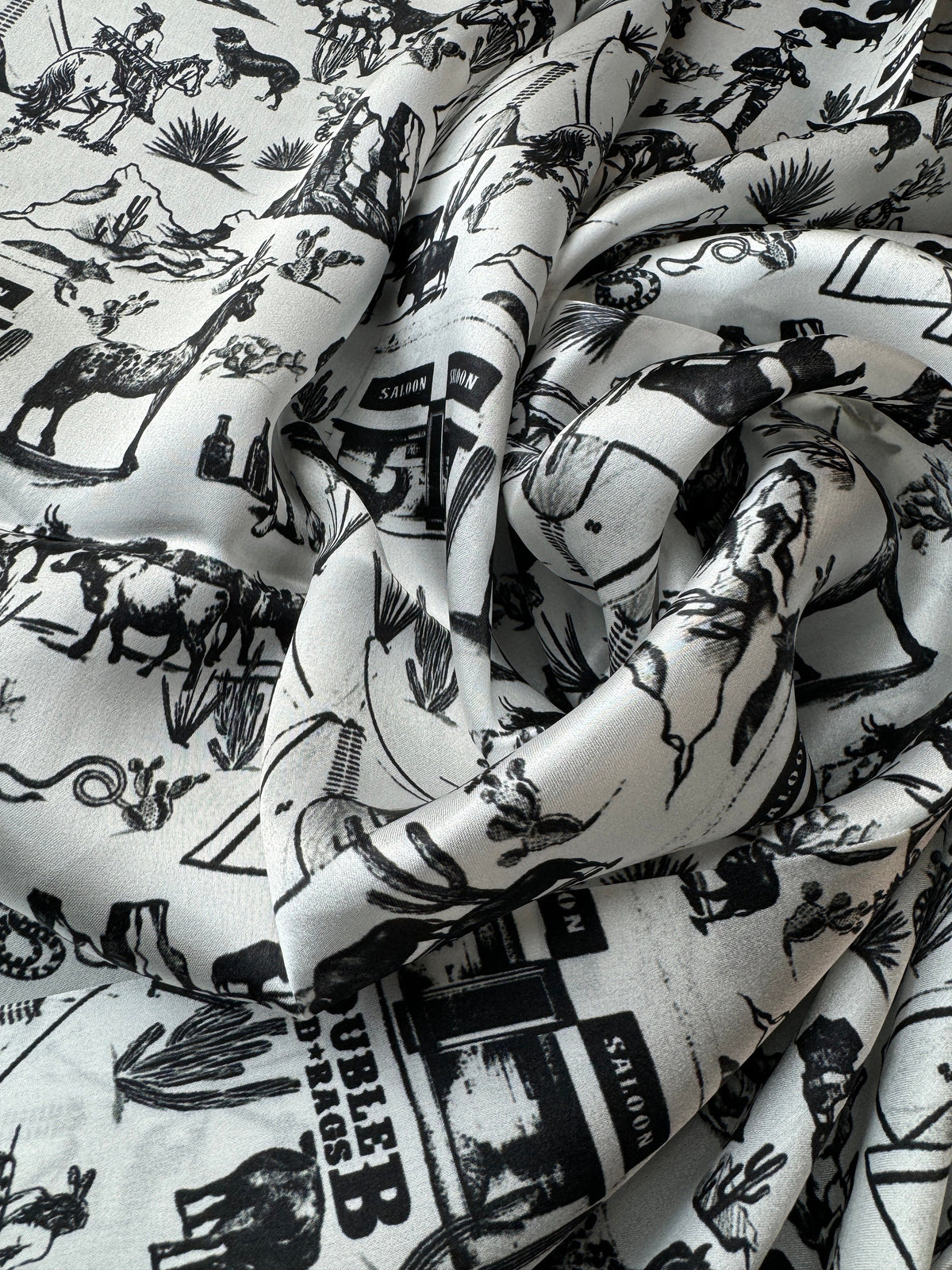 Wild Rag Black and White Wild West Toile Western Neck Scarf Bandanna by Double B Wild Rags