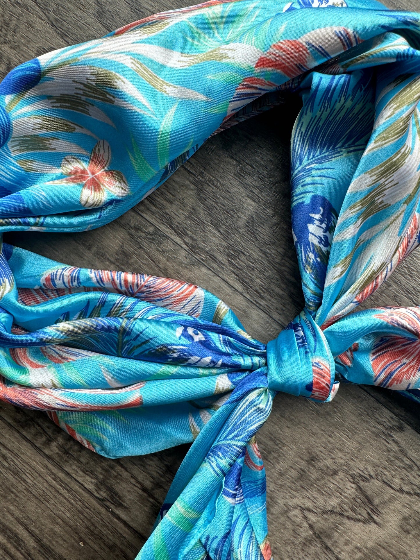 Wild Rag turquoise blue tropical floral and parrot Cowboy Western Neck Scarf Bandanna by Double B Wild Rags