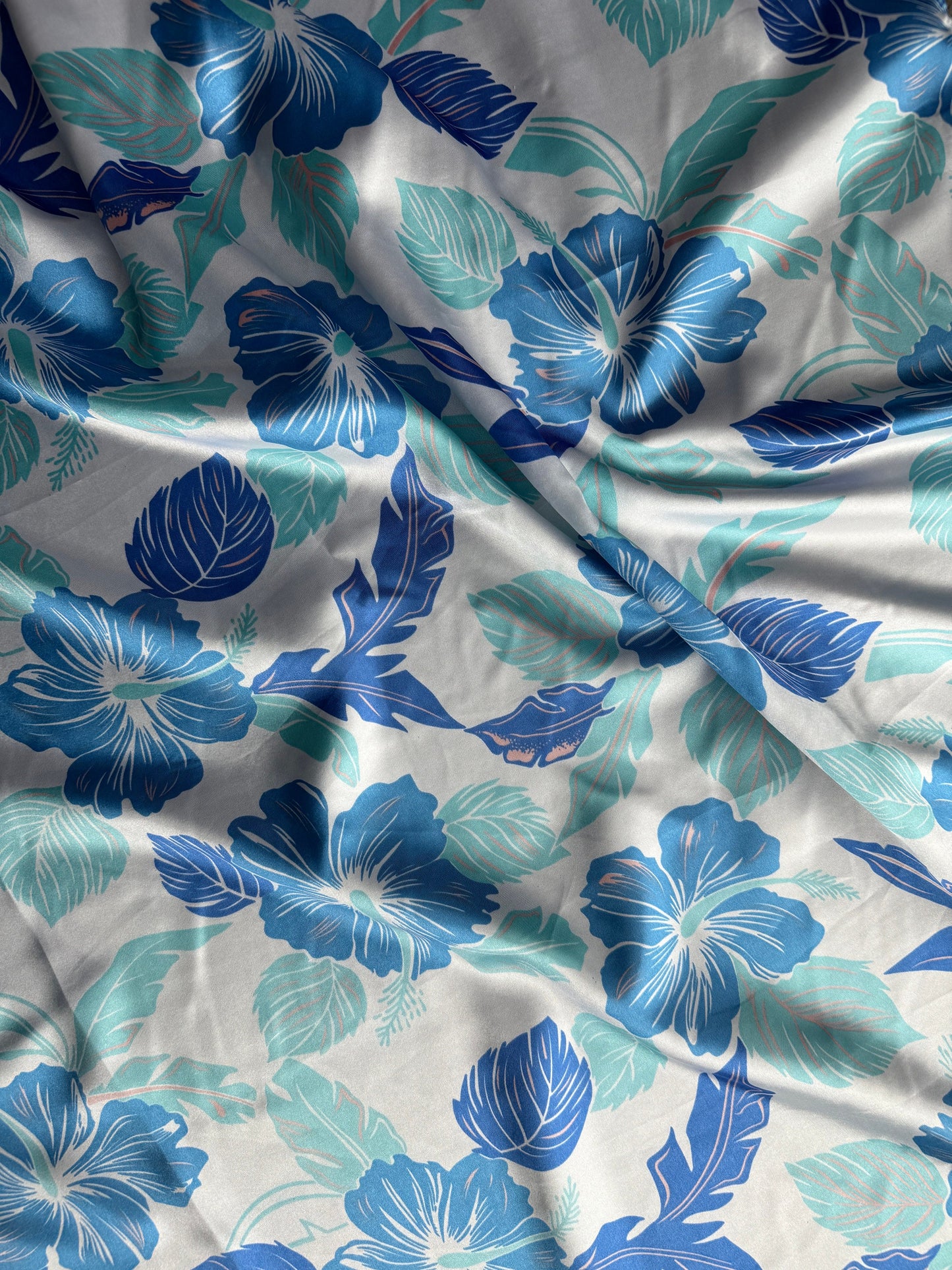 Wild Rag white and blue hibiscus floral Hawaiian Cowboy Western Neck Scarf Bandanna by Double B Wild Rags