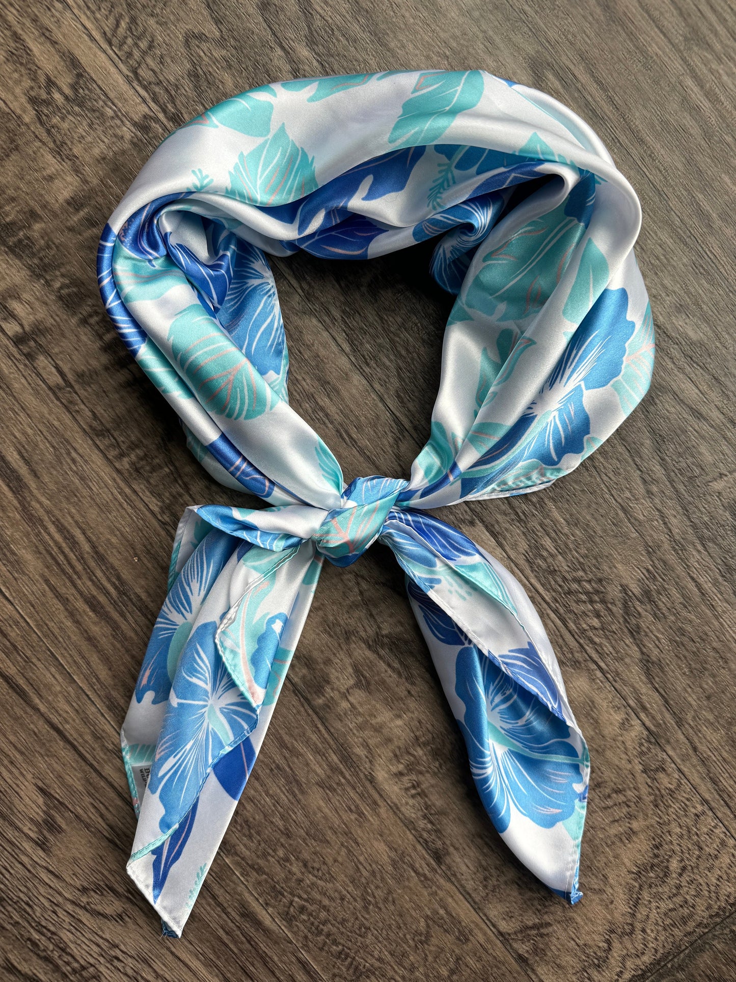 Wild Rag white and blue hibiscus floral Hawaiian Cowboy Western Neck Scarf Bandanna by Double B Wild Rags