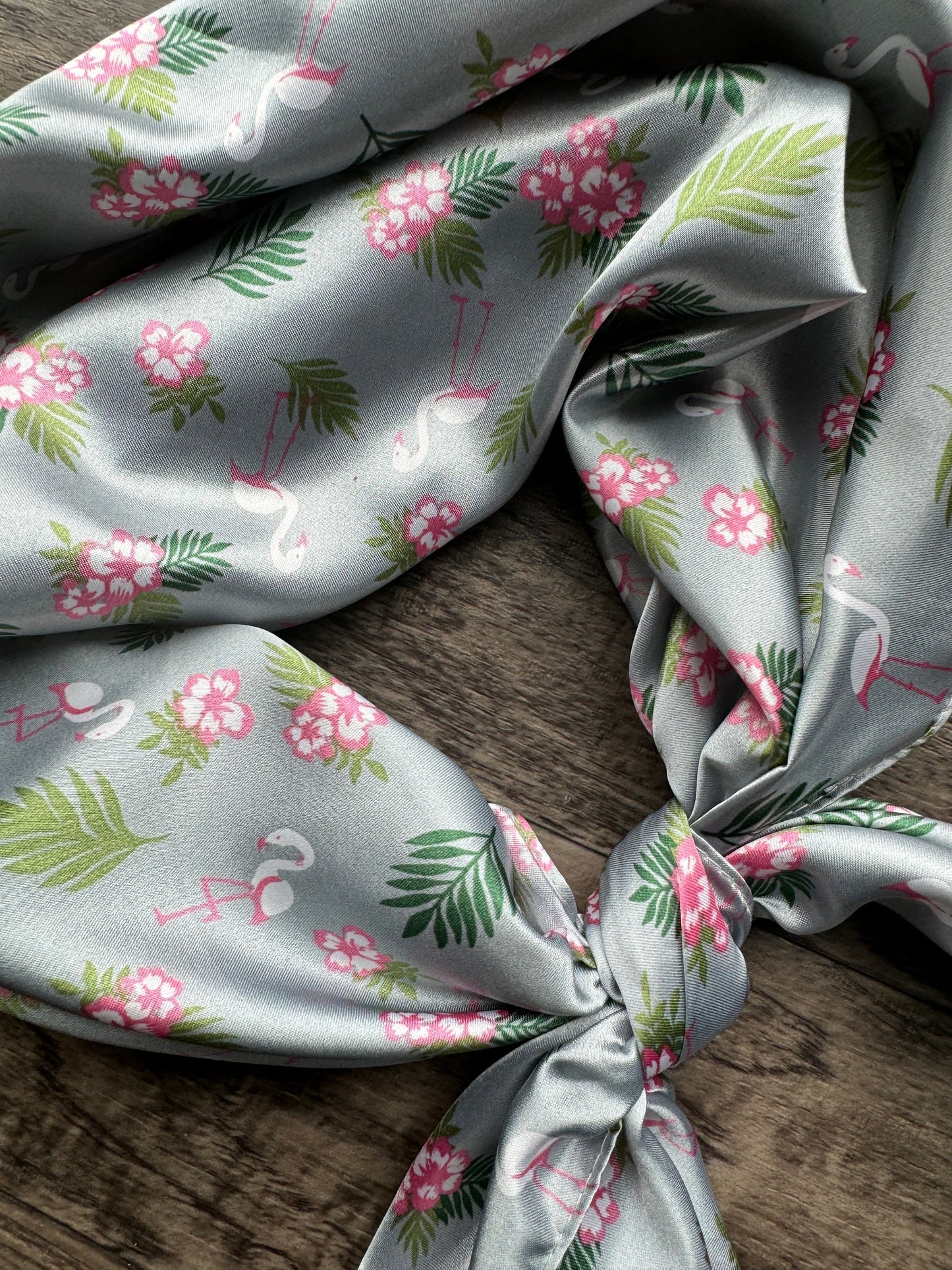 Wild Rag Silver Grey and Pink flamingo tropical Hawaiian Cowboy Western Neck Scarf Bandanna by Double B Wild Rags