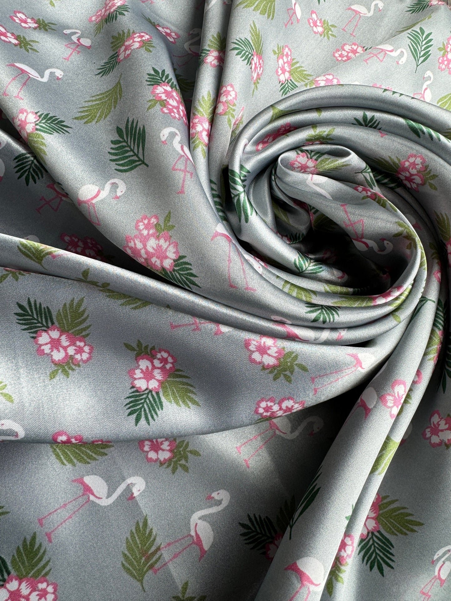 Wild Rag Silver Grey and Pink flamingo tropical Hawaiian Cowboy Western Neck Scarf Bandanna by Double B Wild Rags