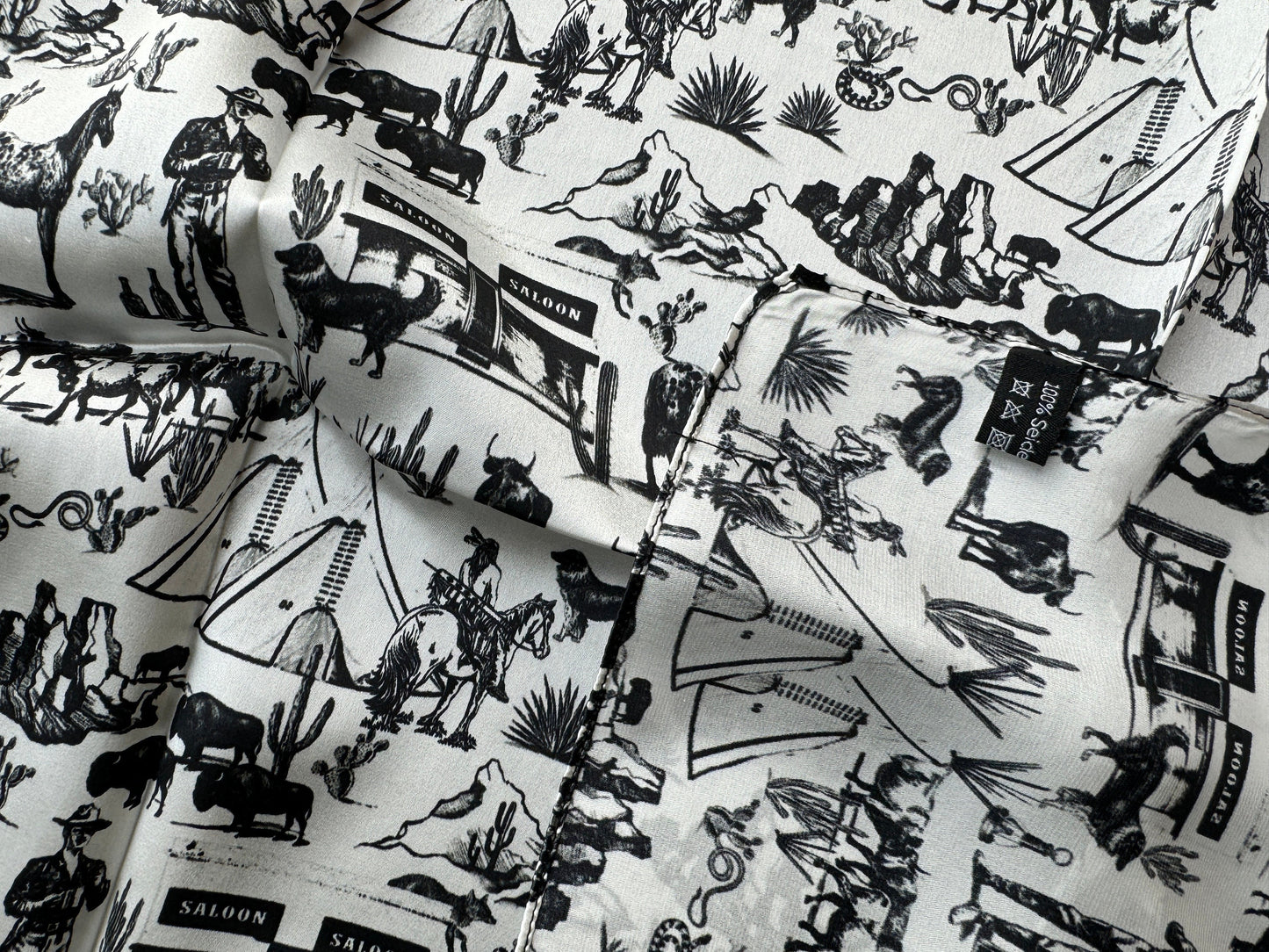 Wild Rag Black and White Wild West Toile Western Neck Scarf Bandanna by Double B Wild Rags