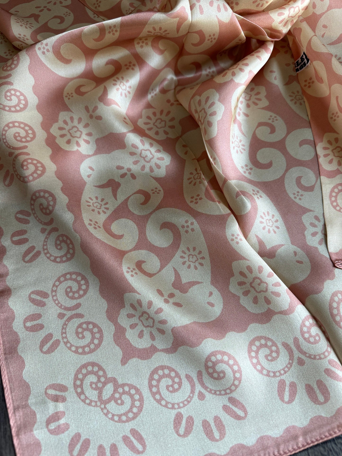 100% Silk Wild Rag “Augustus” peach and ivory vintage paisley by Double B Wild Rags
