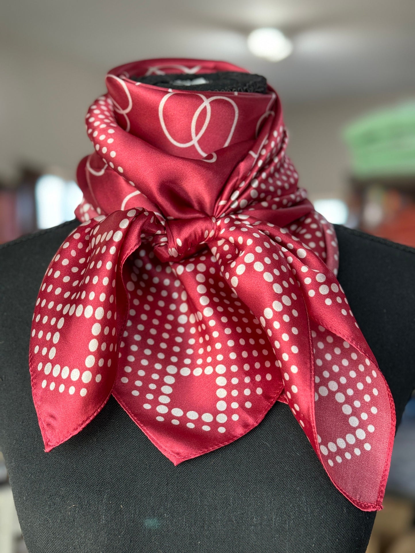 100% Silk Wild Rag “Woodrow” brown or red polka dot vintage pattern by Double B Wild Rags