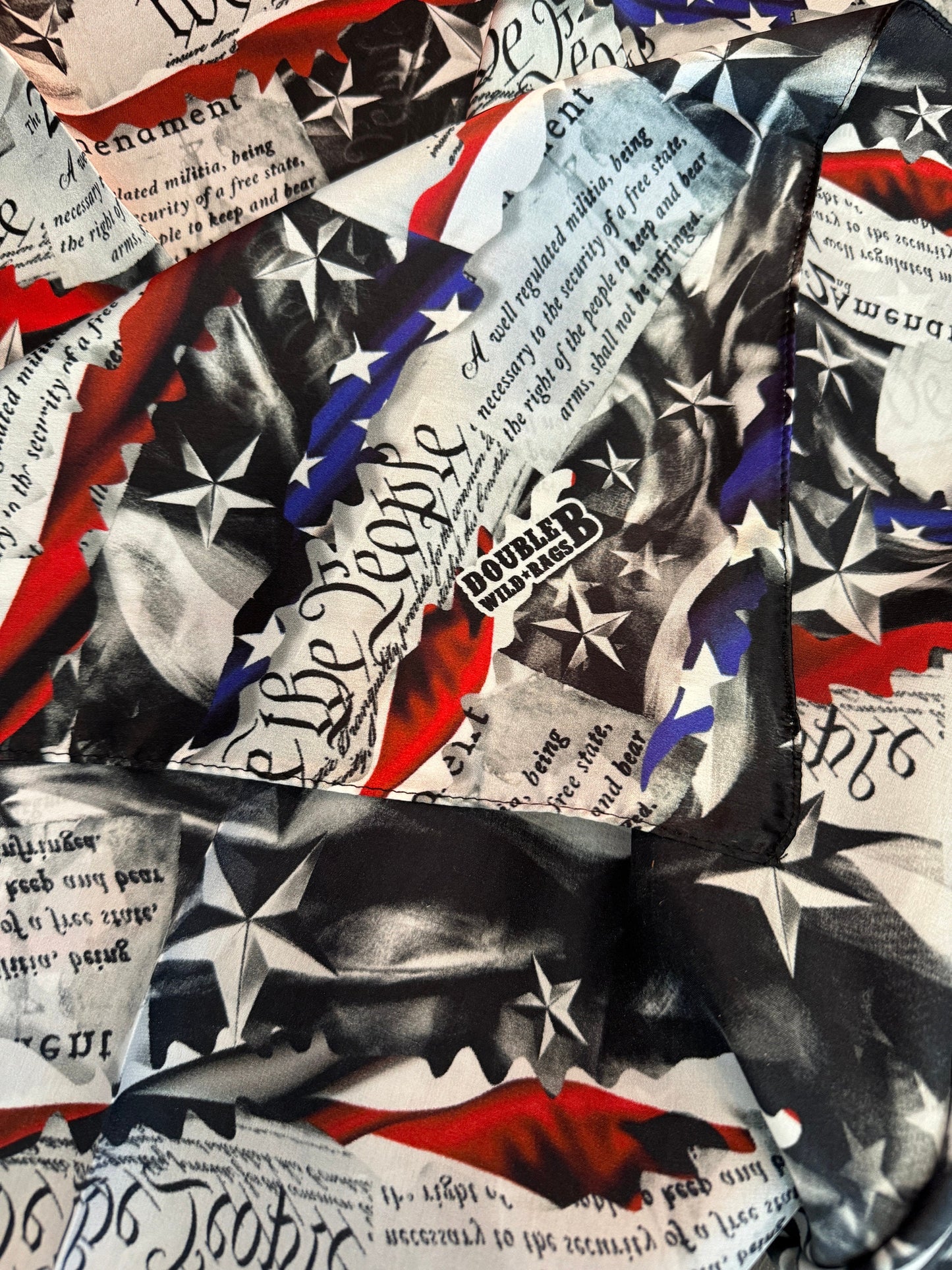 Wild Rag 100% Silk Patriotic We the People 2nd Amendment Cowboy Western Neck Scarf Bandanna by Double B Wild Rags