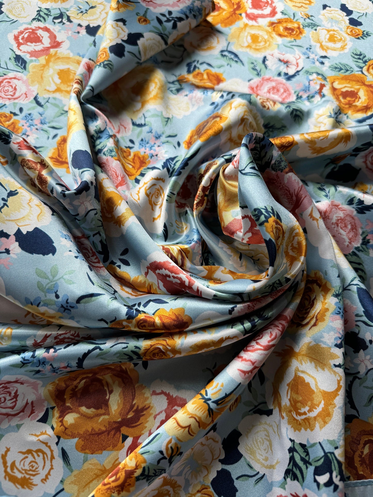 Wild Rag light blue and gold yellow rose Floral Cowboy Western Neck Scarf Bandanna by Double B Wild Rags