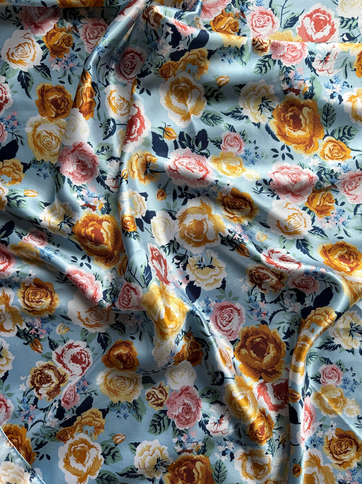 Wild Rag light blue and gold yellow rose Floral Cowboy Western Neck Scarf Bandanna by Double B Wild Rags