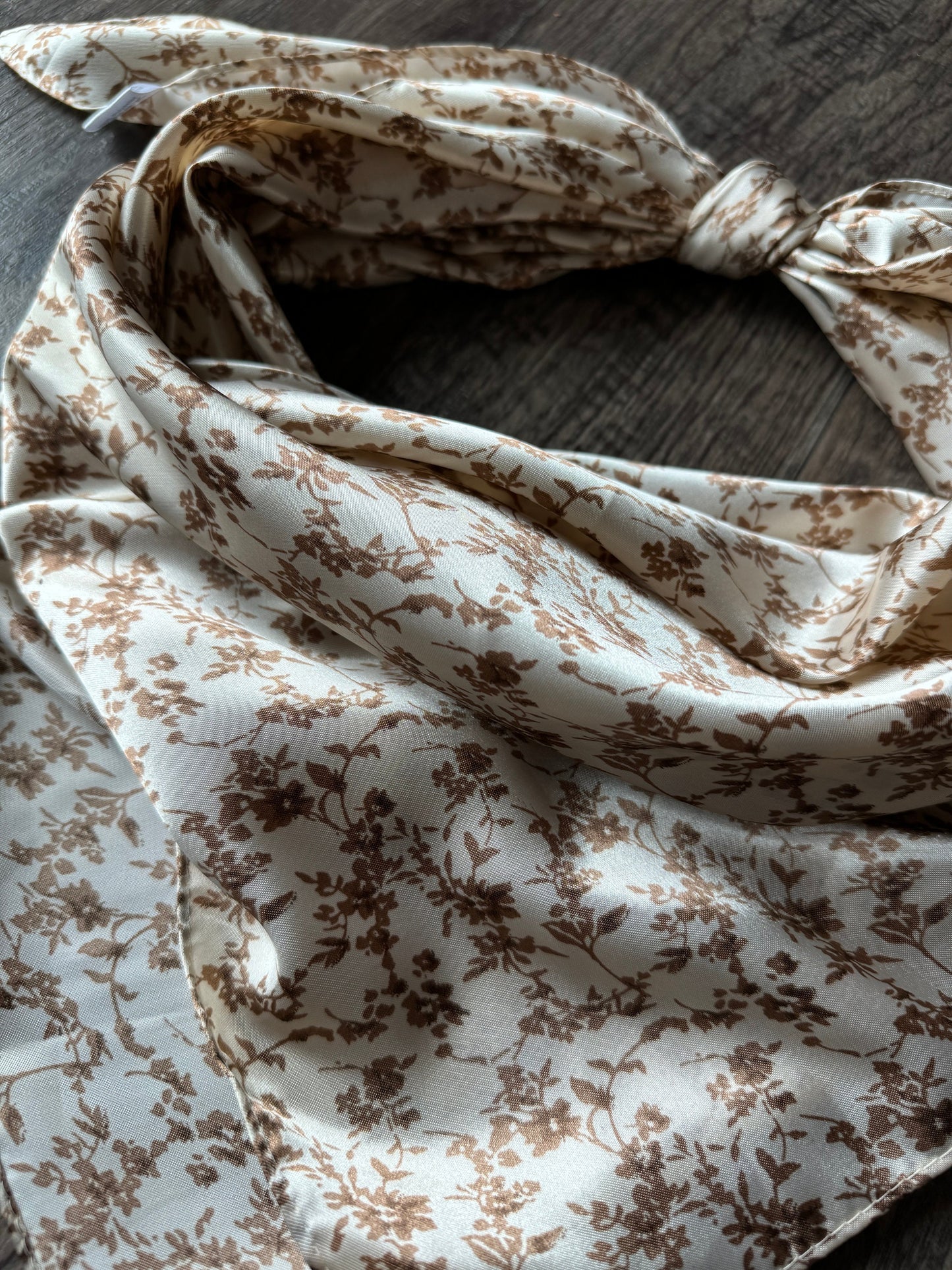 Wild Rag Tan Biege dainty floral Cowboy Western Neck Scarf Bandanna by Double B Wild Rags